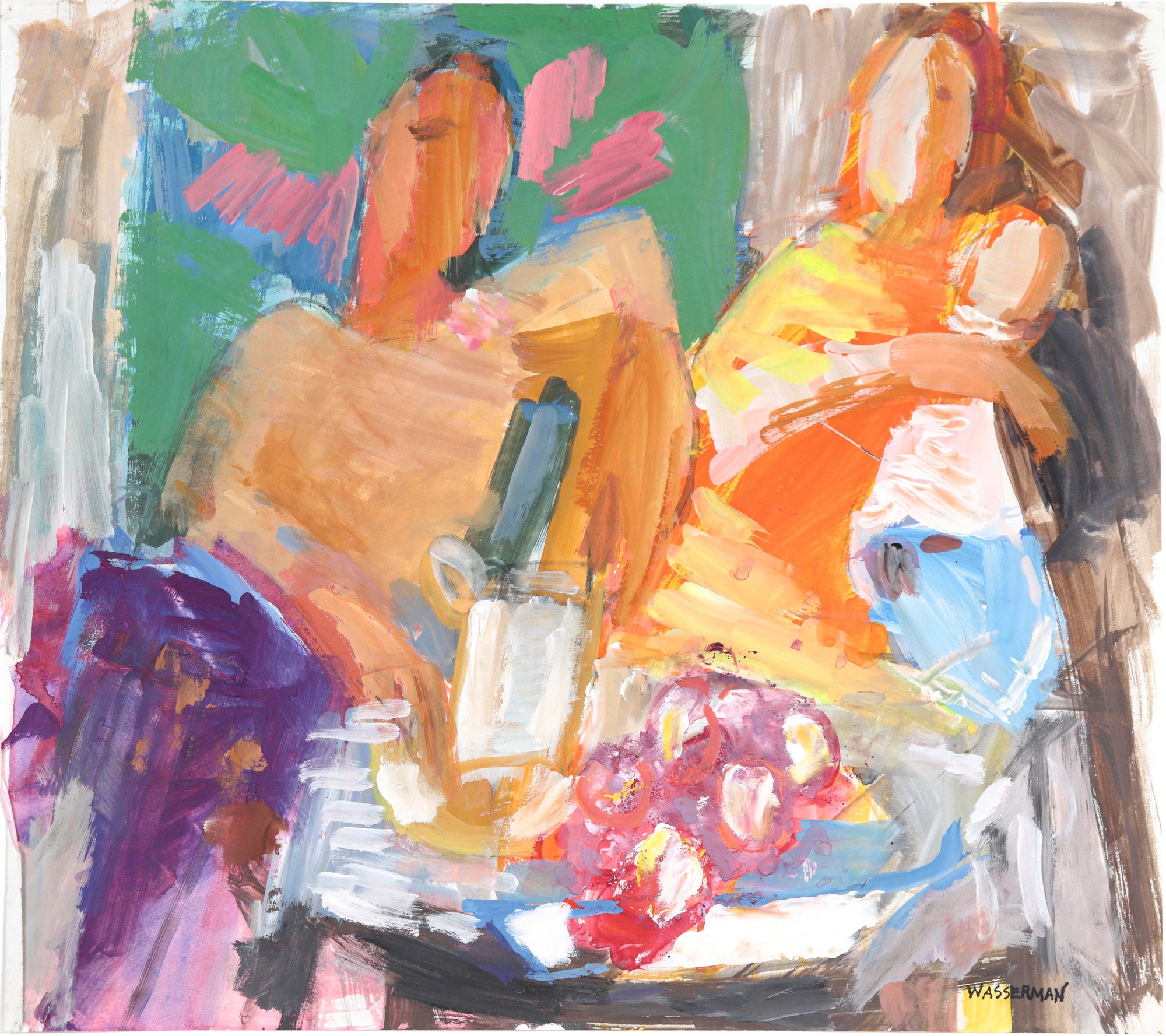 Figures at the Table <br>20th Century Gouache <br><br>#C5858