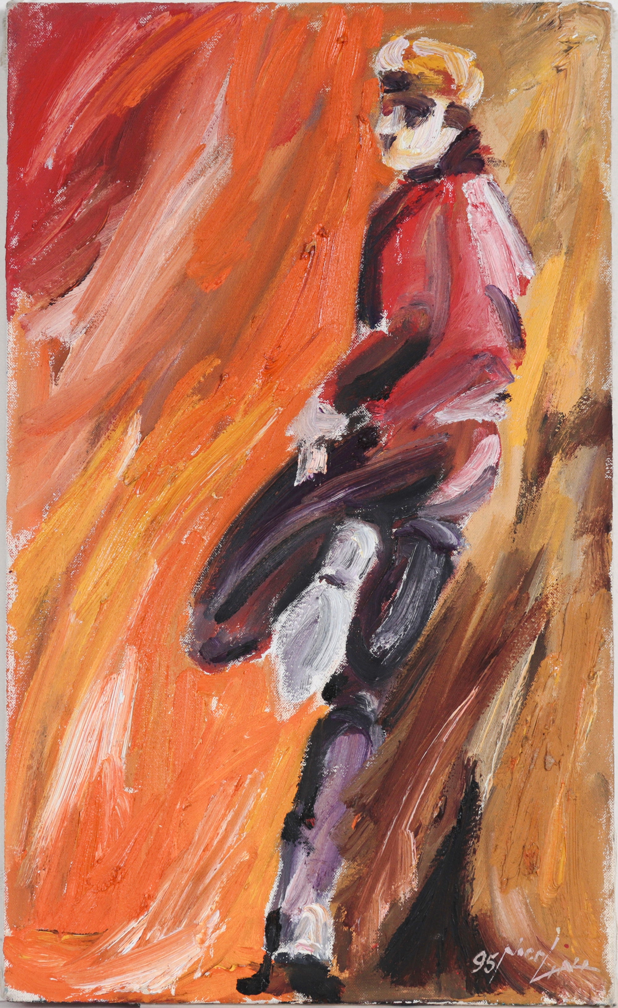 Fiery Abstracted Figure <br>1995 Oil <br><br>#C5864