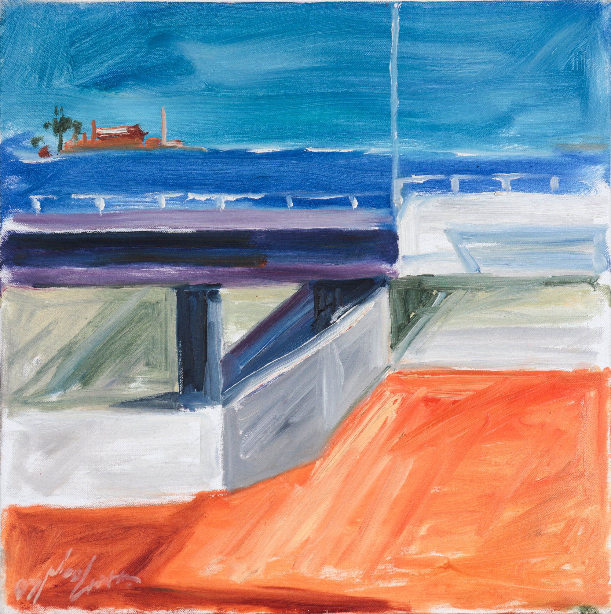 Abstracted California City Scene <br>2007 Oil <br><br>#C5865