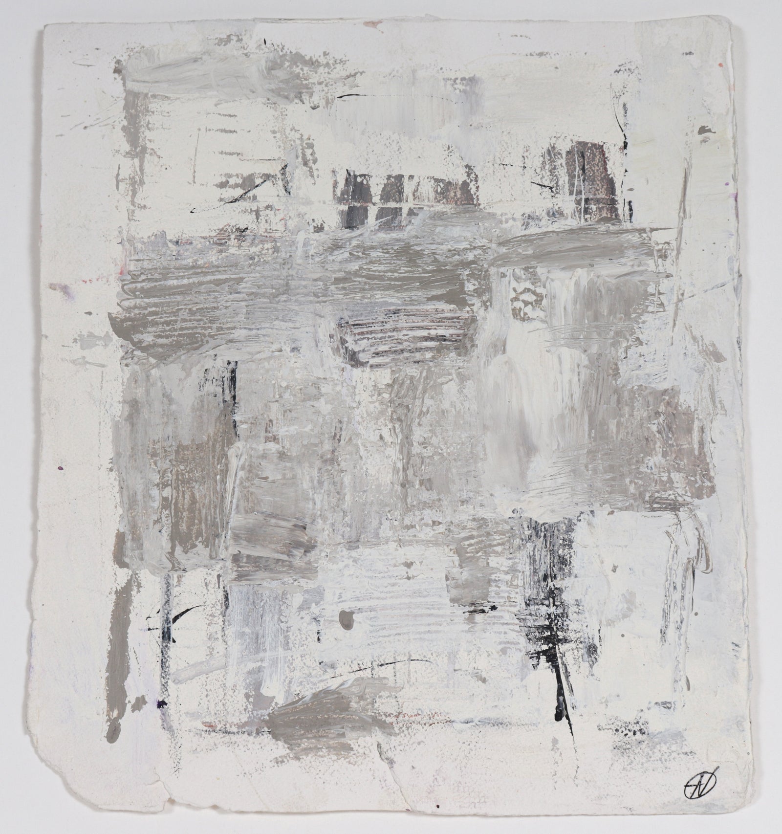 Gestural Monochromatic Abstract <br>Late 20th Century Oil<br><br>#C5879