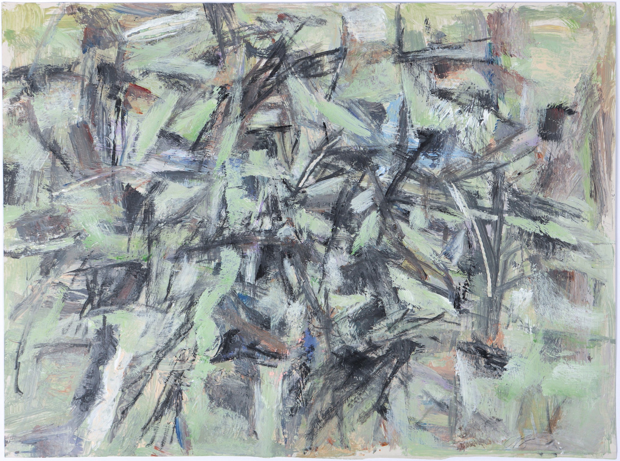 Muted Gestural Abstract <br>20th Century Acrylic <br><br>#C5904