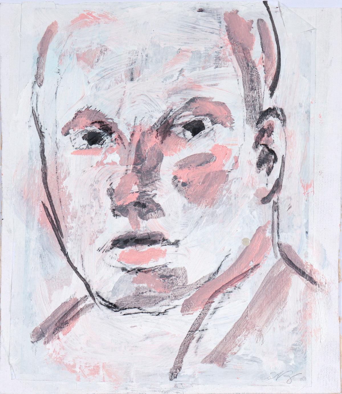 Gestural Portrait &lt;br&gt;20th Century Acrylic &amp; Charcoal &lt;br&gt;&lt;br&gt;#C5906