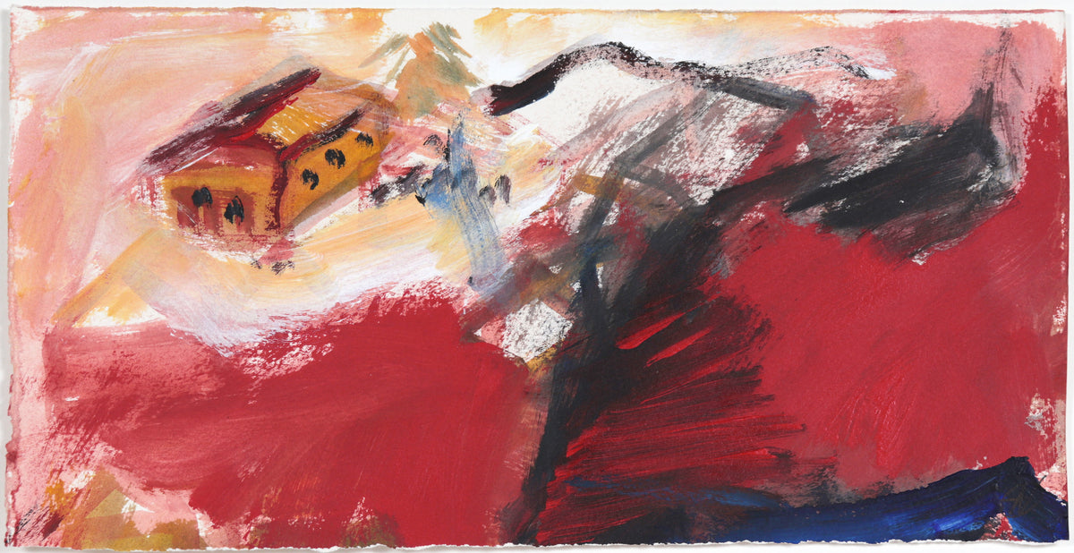 Abstracted Red Landscape&lt;br&gt;20th Century Oil&lt;br&gt;&lt;br&gt;#C5933