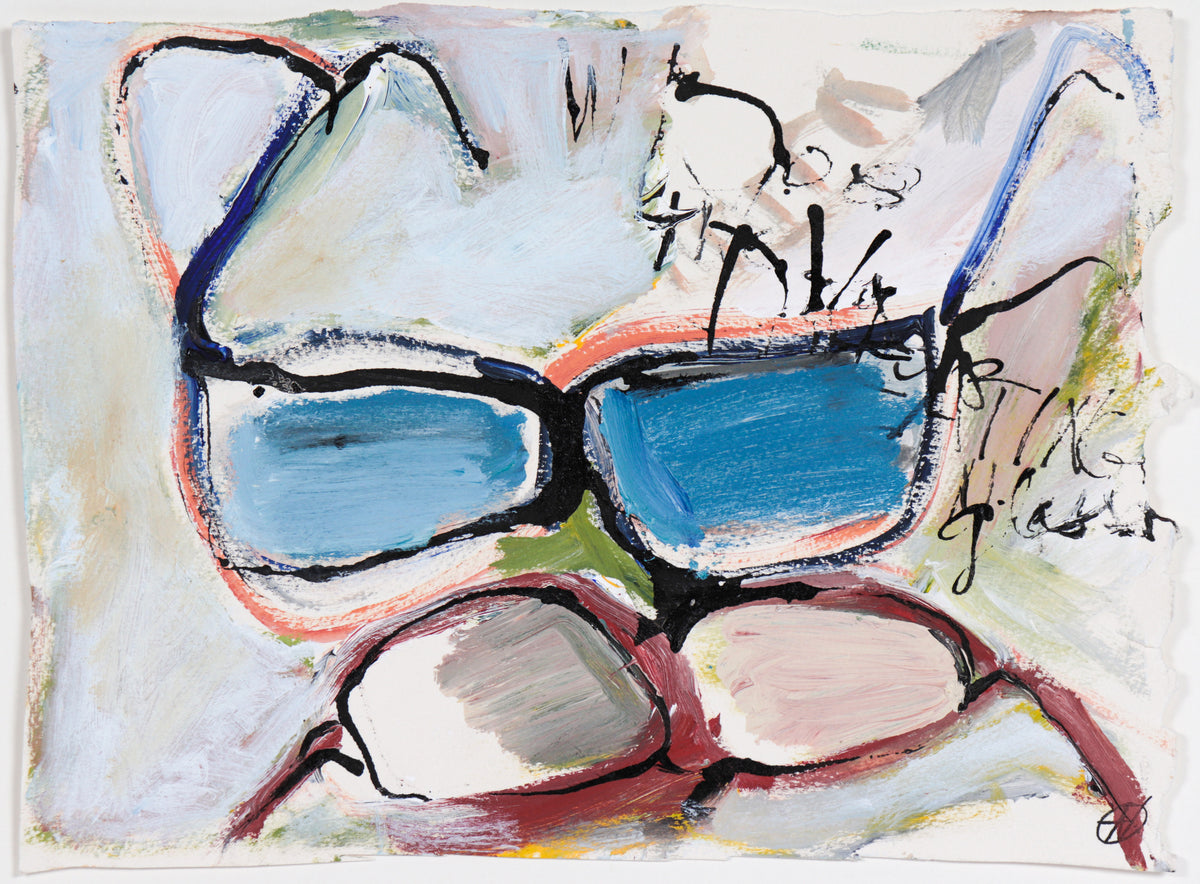 Abstract with Glasses &amp; Text&lt;br&gt;20th Century Oil &amp; Ink&lt;br&gt;&lt;br&gt;#C5936