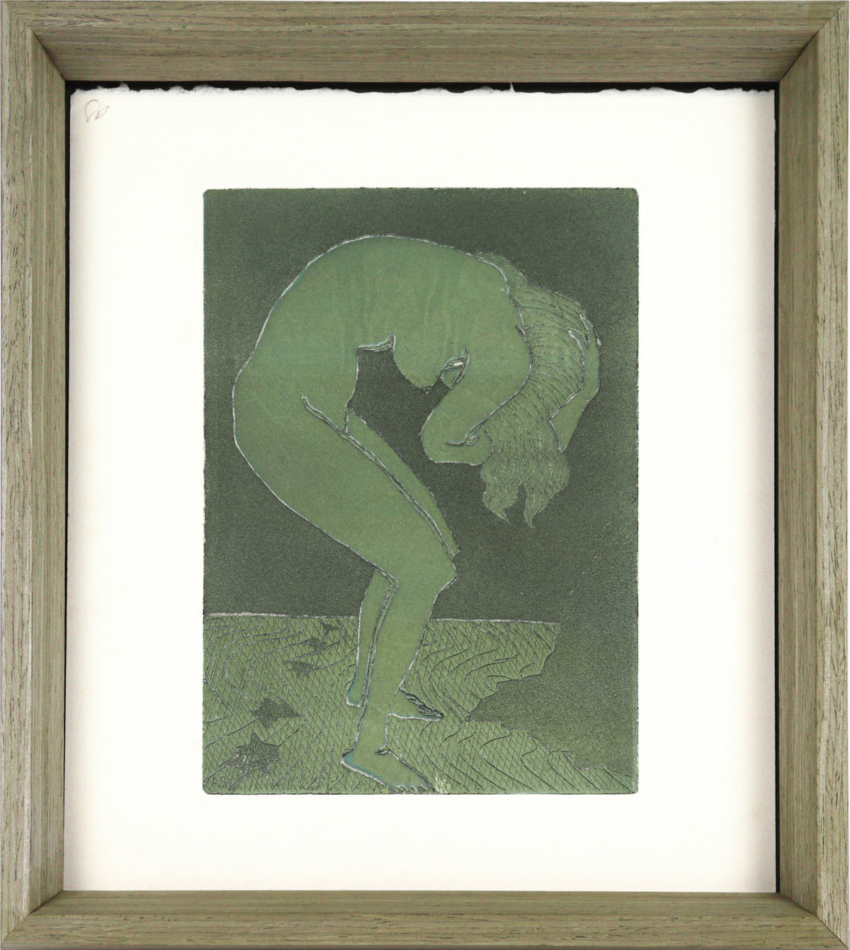 Crouching Female Nude &lt;br&gt;20th Century Etching &lt;br&gt;&lt;br&gt;#C5945