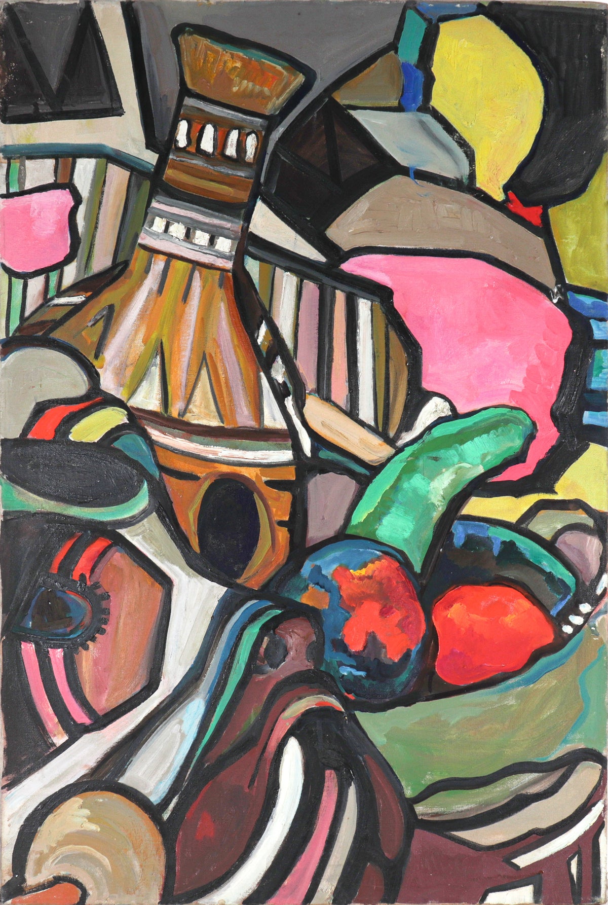 Vivid Cubist Still Life &lt;br&gt;20th Century Oil &lt;br&gt;&lt;br&gt;#C5967