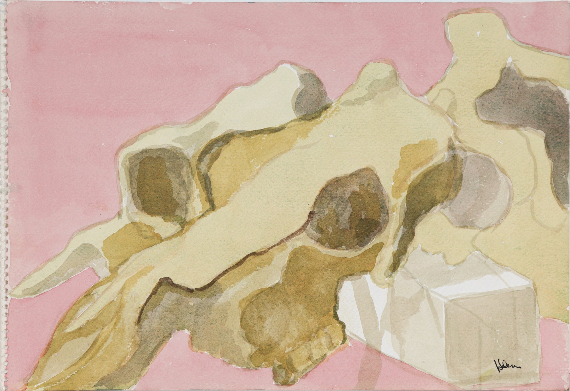 Skulls in Abstraction <br>20th Century Watercolor <br><br>#C5974