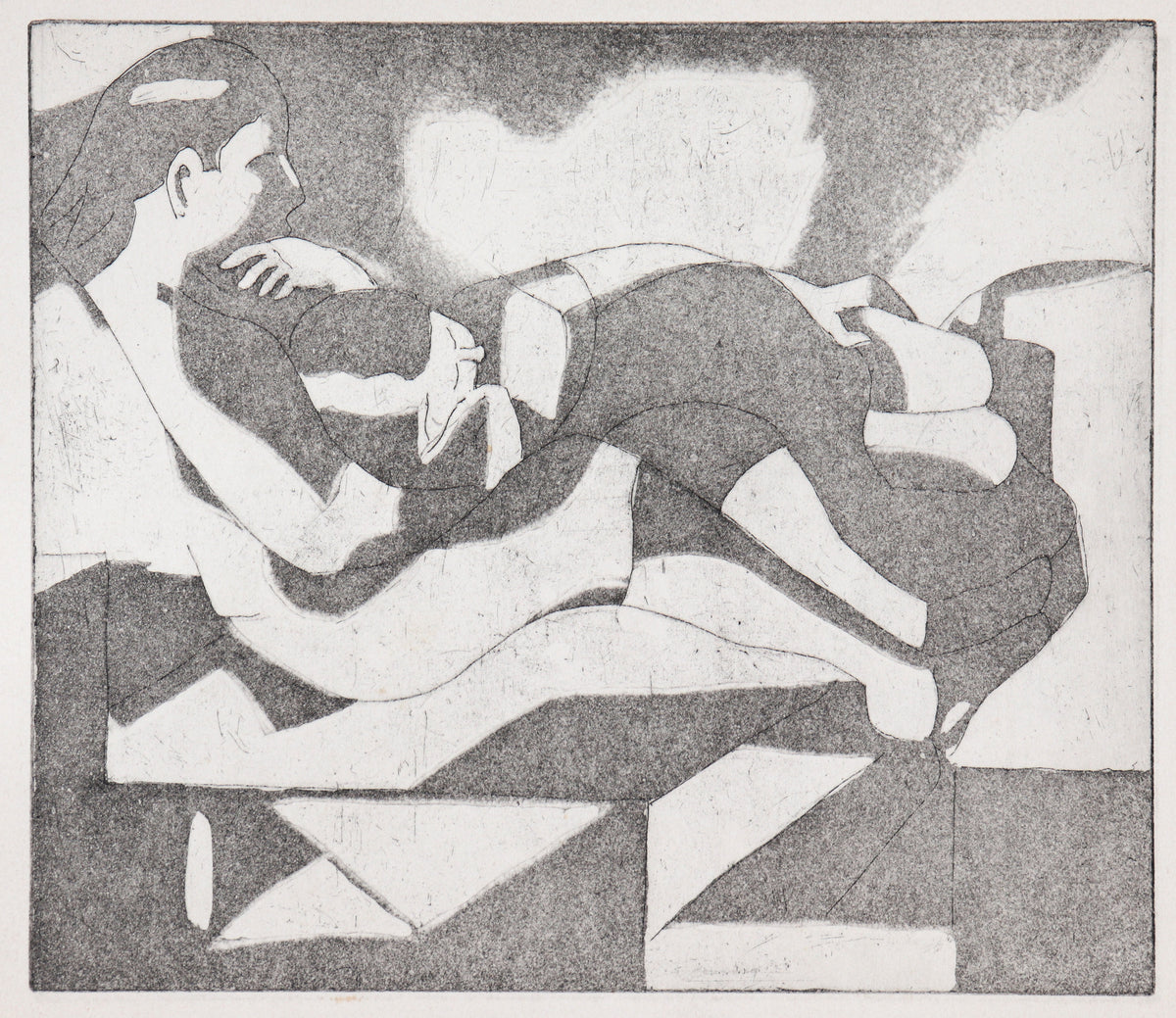 Figures Embracing &lt;br&gt;Mid Century Etching &lt;br&gt;&lt;br&gt;#C5987