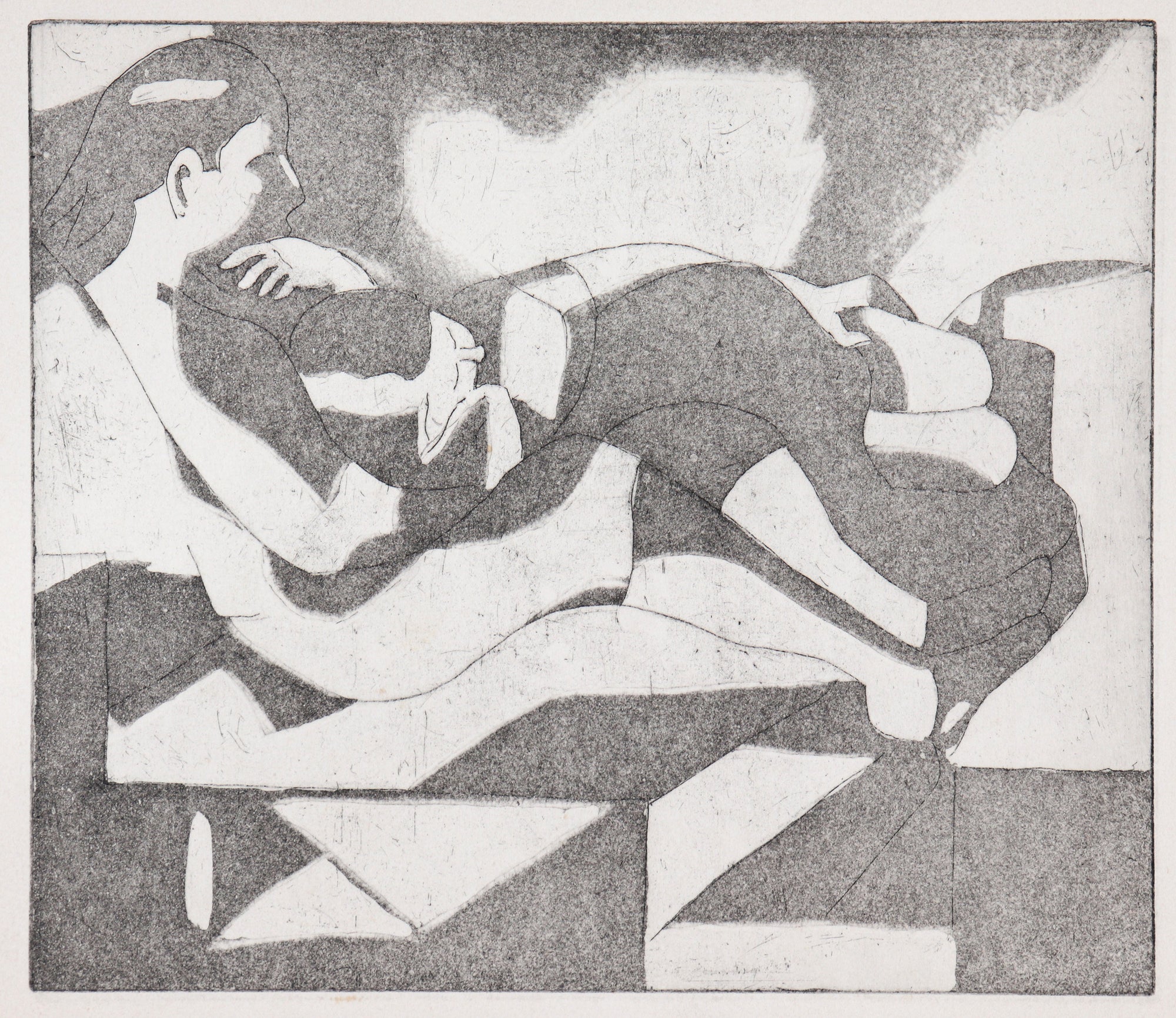 Figures Embracing <br>Mid Century Etching <br><br>#C5987