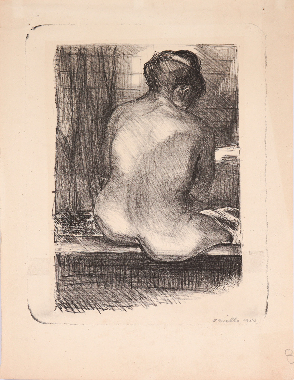 Monochrome Seated Nude &lt;br&gt;1950 Lithograph &lt;br&gt;&lt;br&gt;#C6057