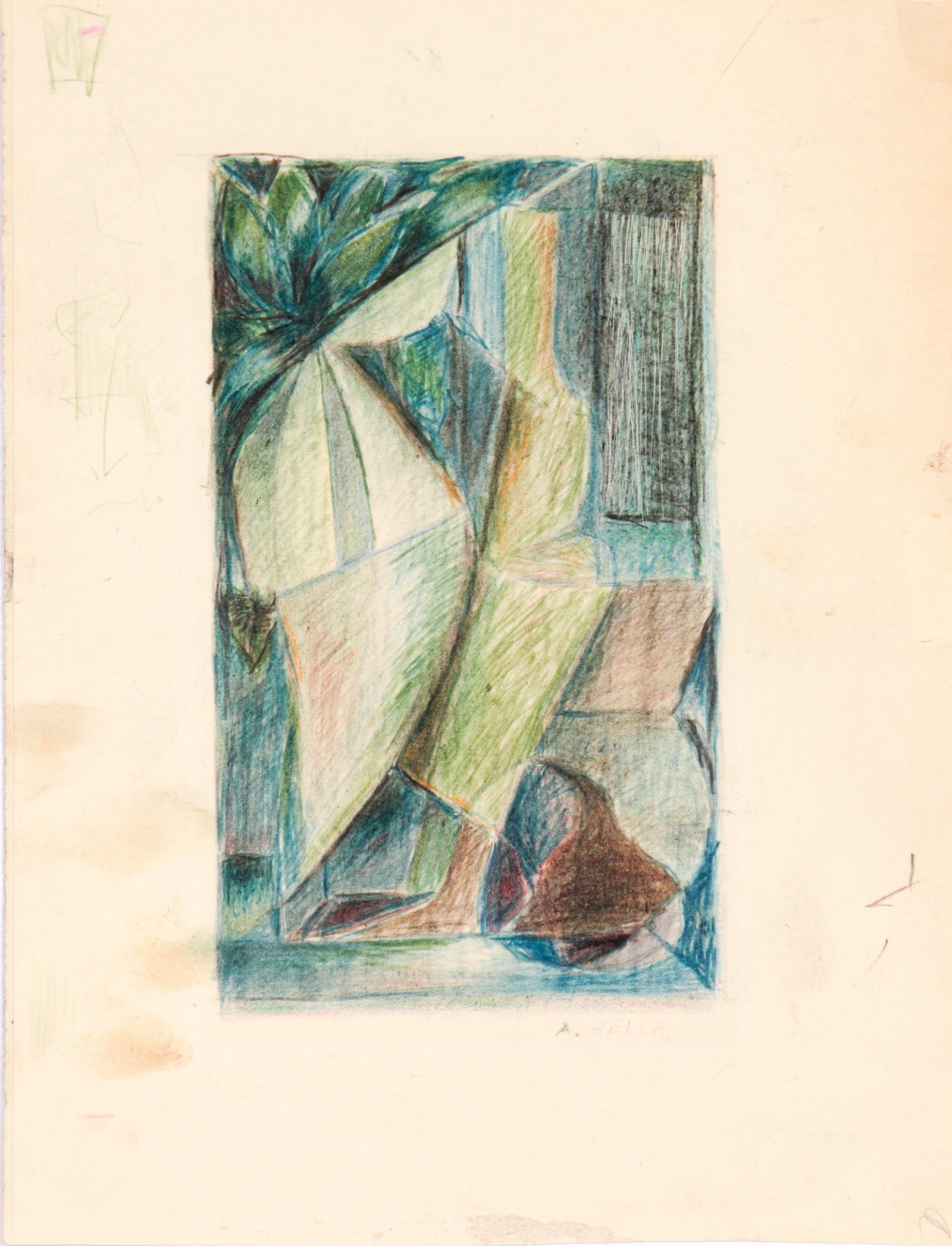 Dreamy Abstracted Scene <br>1977 Colored Pencil <br><br>#C6059