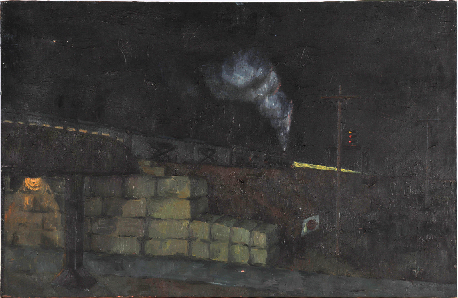 Night Train Scene <br>1951 Oil <br><br>#C6105