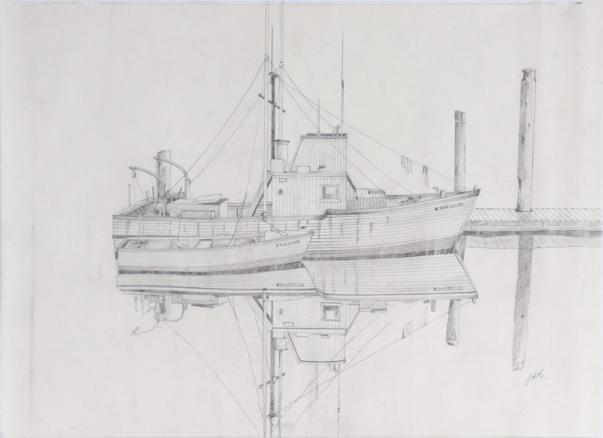 zz- Boats at Harbor &lt;br&gt;20th Century Graphite &lt;br&gt;&lt;br&gt;#C6107