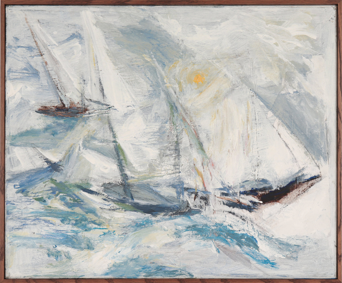 &lt;i&gt;Sail Boats &amp; Storm&lt;/i&gt;&lt;br&gt;20th Century Mixed Media &lt;br&gt;&lt;br&gt;#C6118