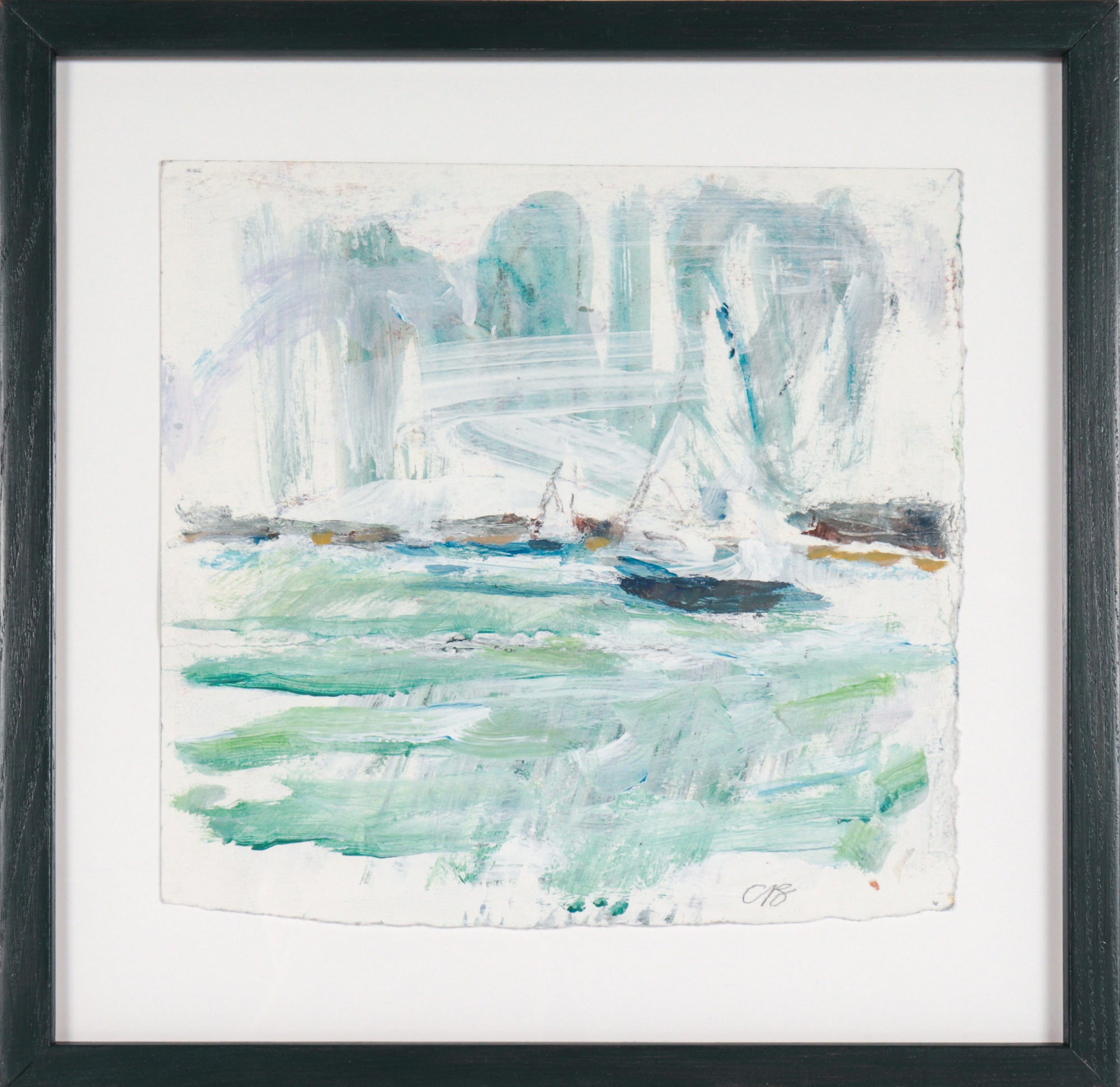 Abstracted Sail Boats at Sea <br>20th Century Acrylic on Paper <br><br>#C6120