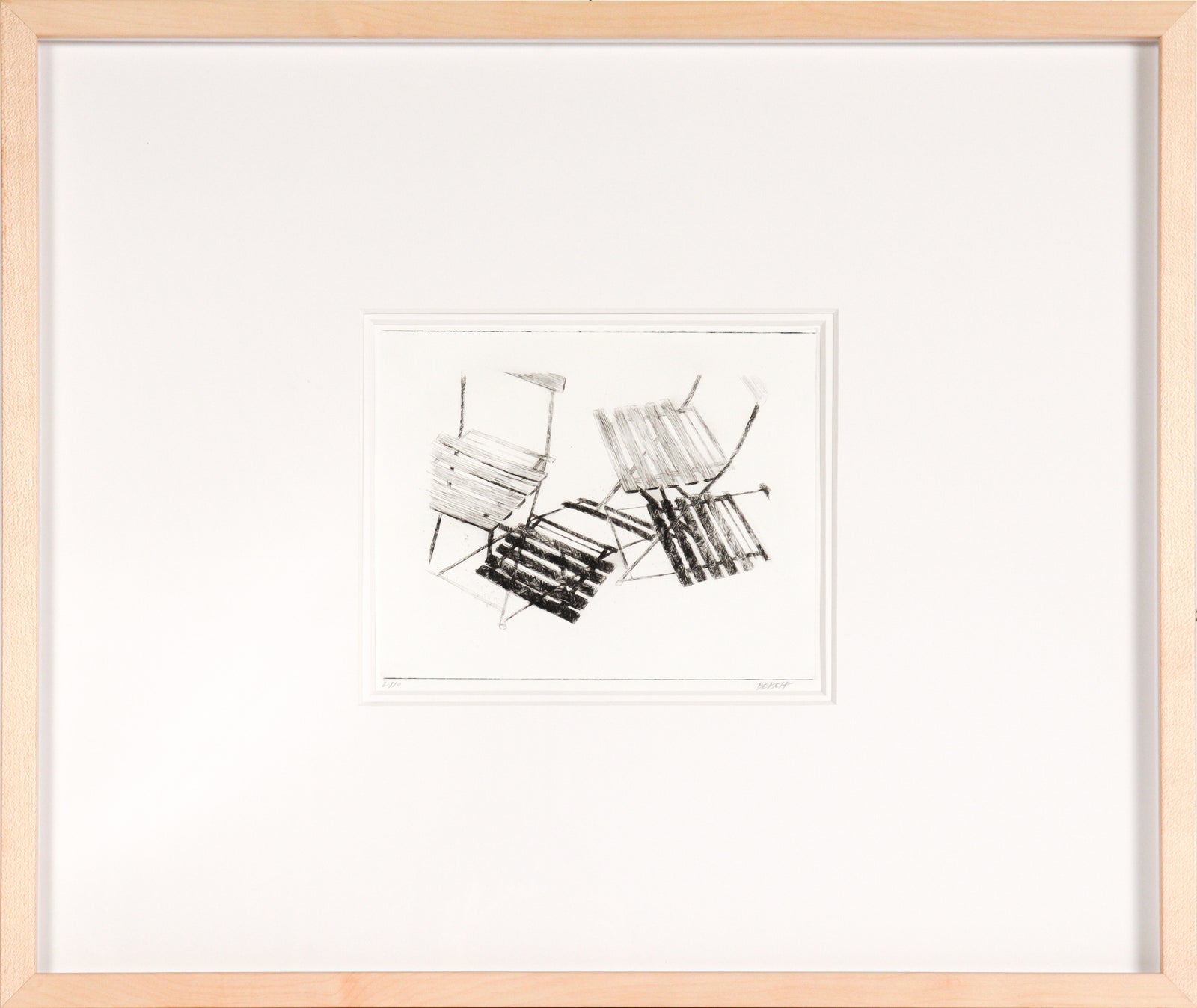 Chairs & Shadow <br>20th Century Etching <br><br>#C6137