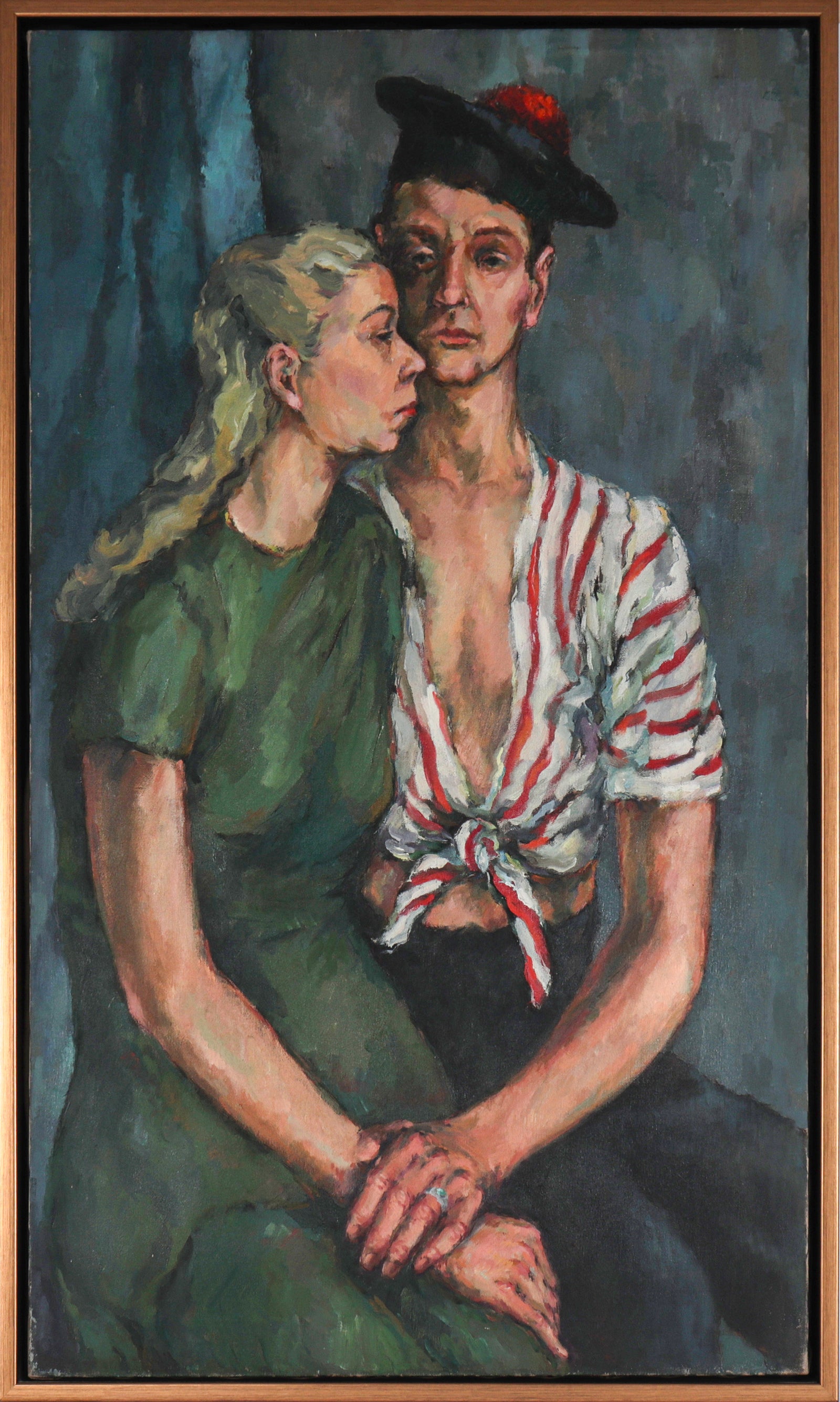 Parisian Couple <br>Mid Century Oil <br><br>#C6138