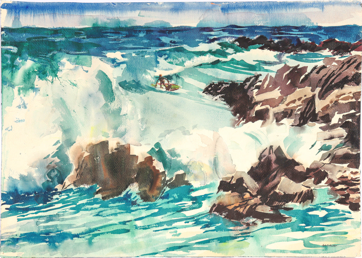 Waves Along The Coast &lt;br&gt;20th Century Watercolor &lt;br&gt;&lt;br&gt;#C6156