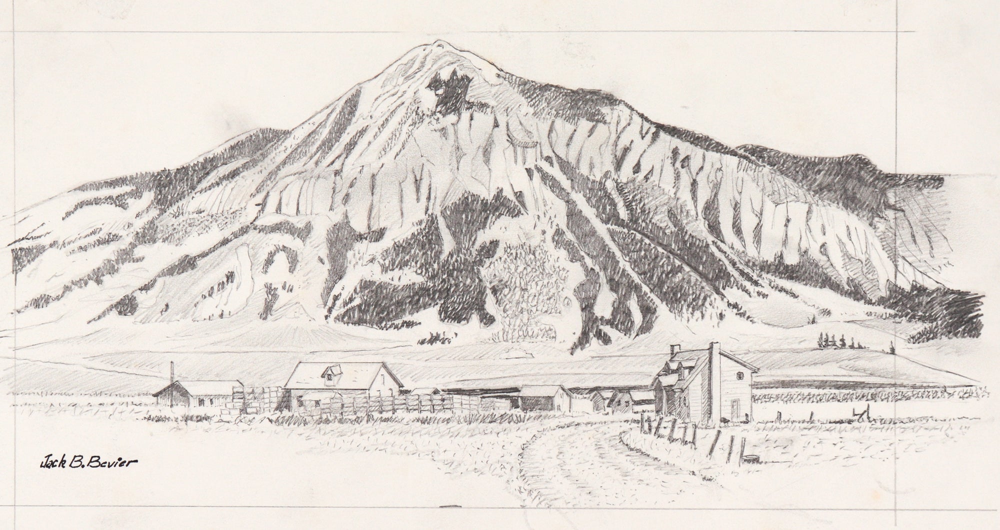 Detailed California Landscape <br>20th Century Graphite <br><br>#C6169