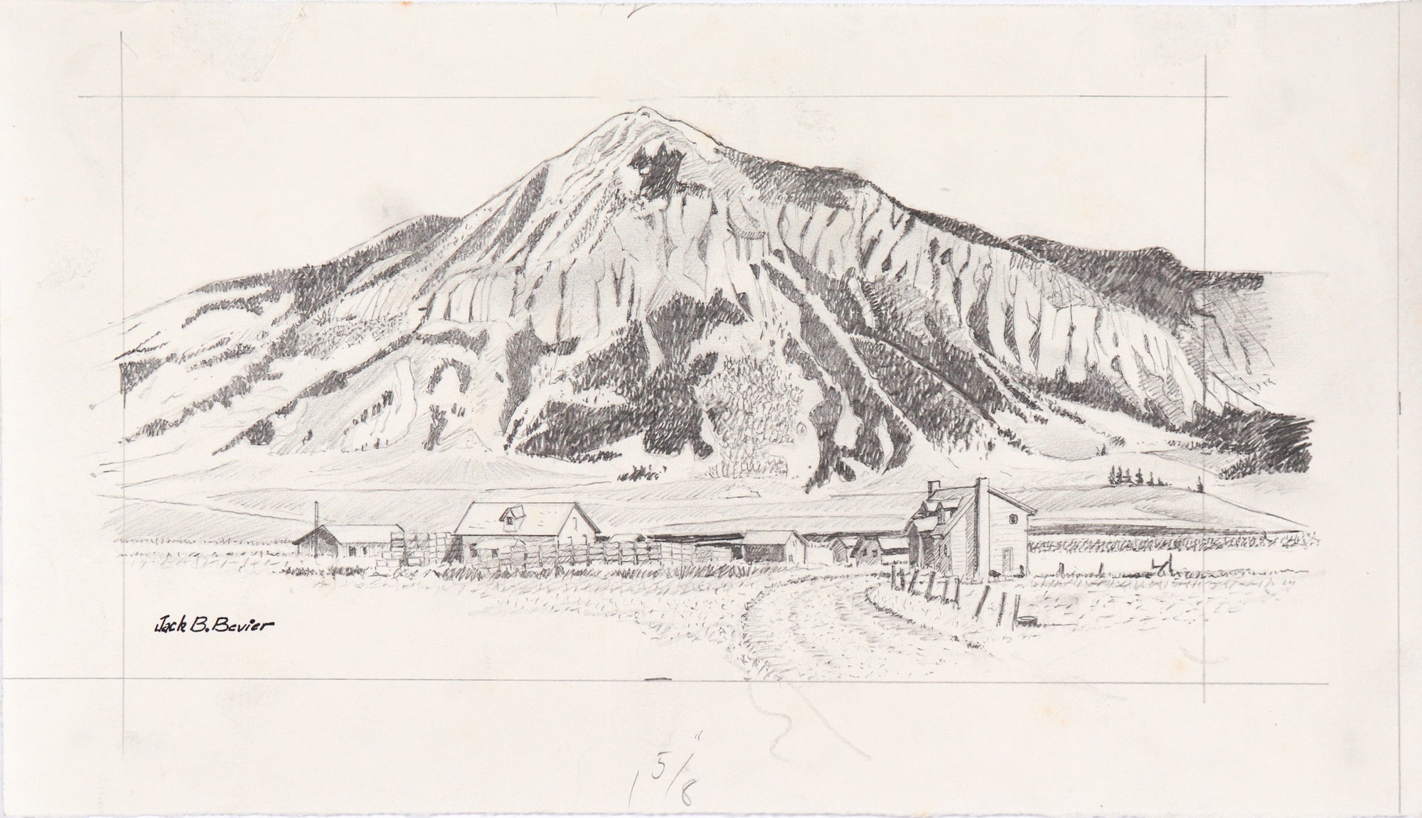 Detailed California Landscape <br>20th Century Graphite <br><br>#C6169