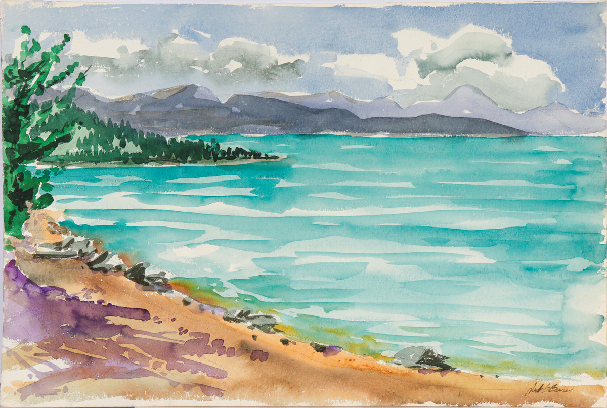 California Coastal View &lt;br&gt;20th Century Watercolor &lt;br&gt;&lt;br&gt;#C6171