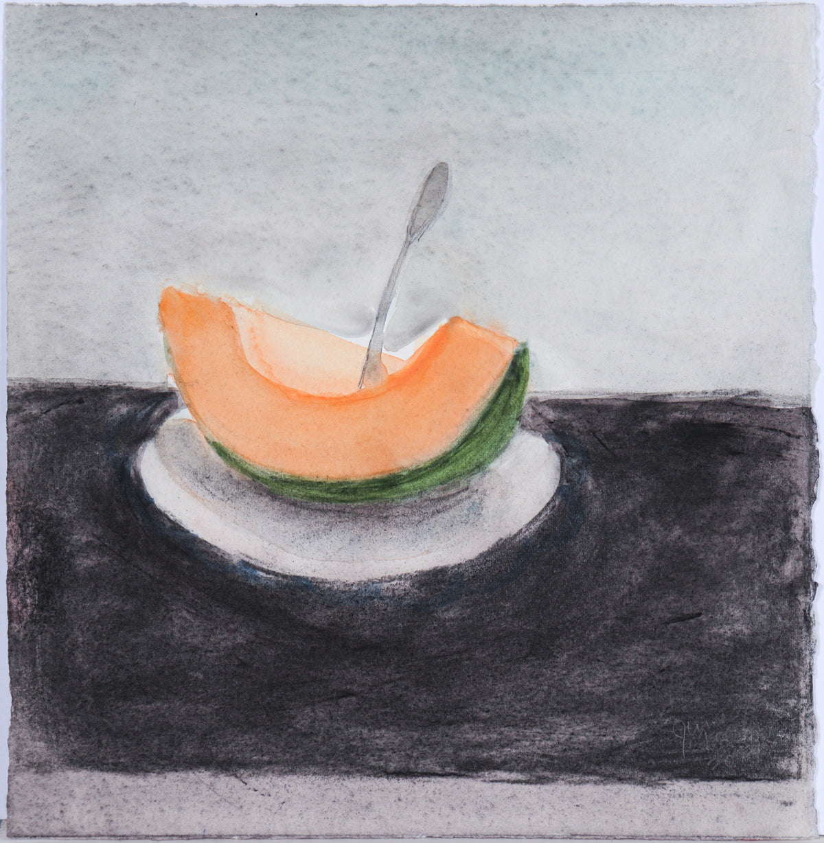 Cantaloupe Stll-Life&lt;br&gt;2014 Watercolor &amp; Charcoal &lt;br&gt;&lt;br&gt;#C6172