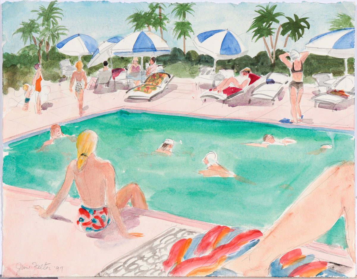 Playful Pool Scene &lt;br&gt;1997 Watercolor &amp; Graphite&lt;br&gt;&lt;br&gt;#C6173