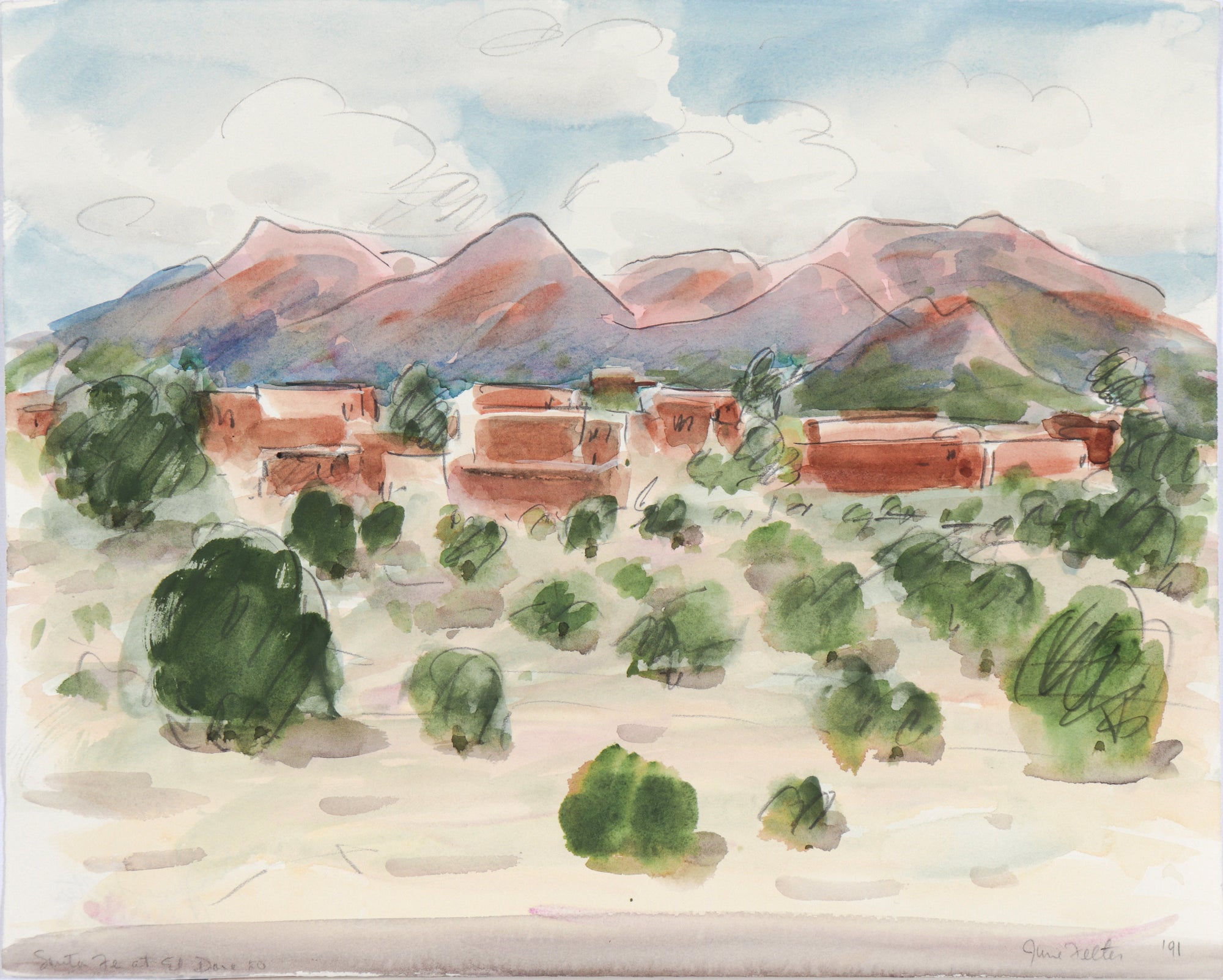 <I>Santa Fe</I> <br>1991 Watercolor & Charcoal<br><br>#C6174