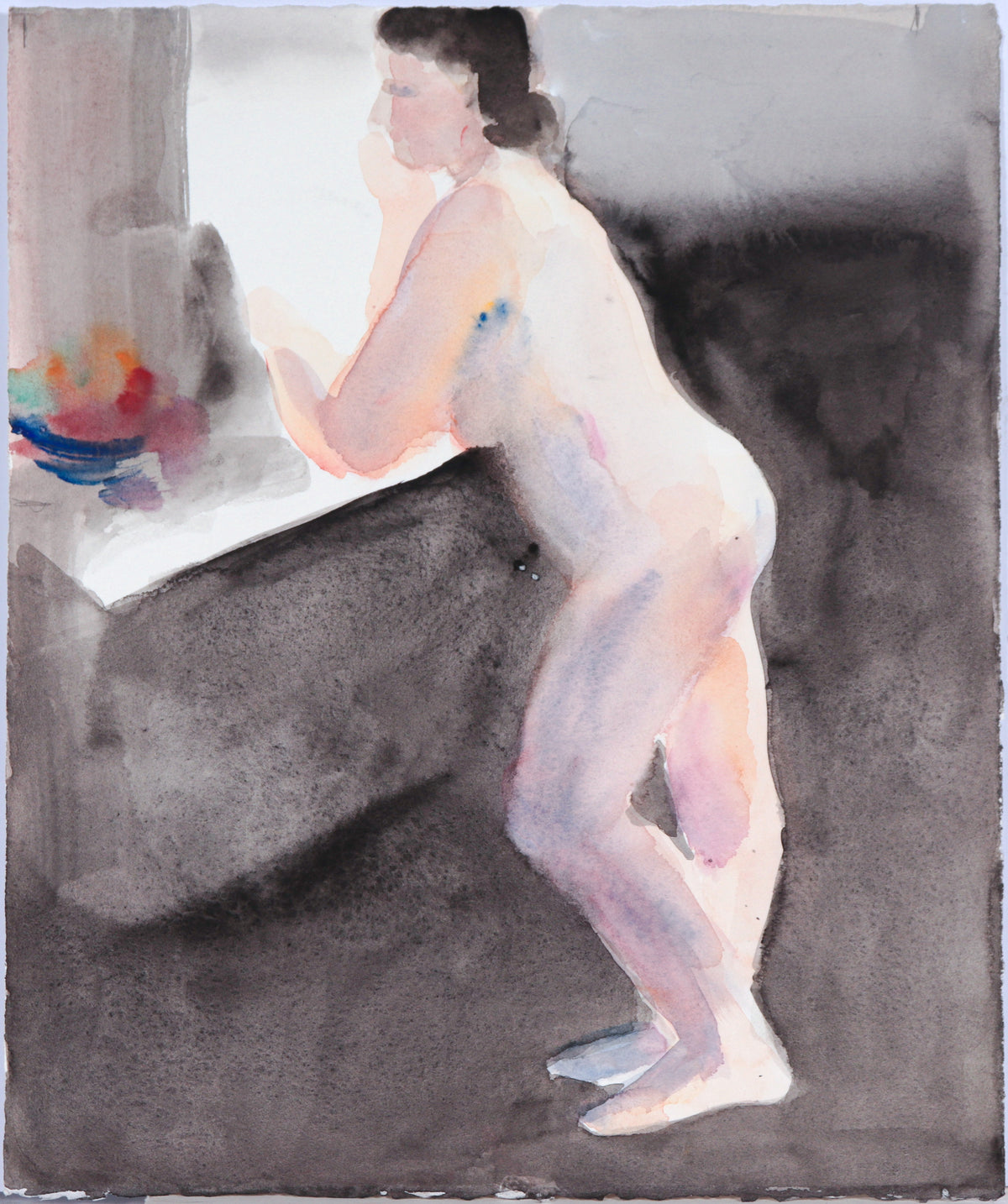 Nude at Counter&lt;br&gt;20th Century Watercolor &lt;br&gt;&lt;br&gt;#C6175