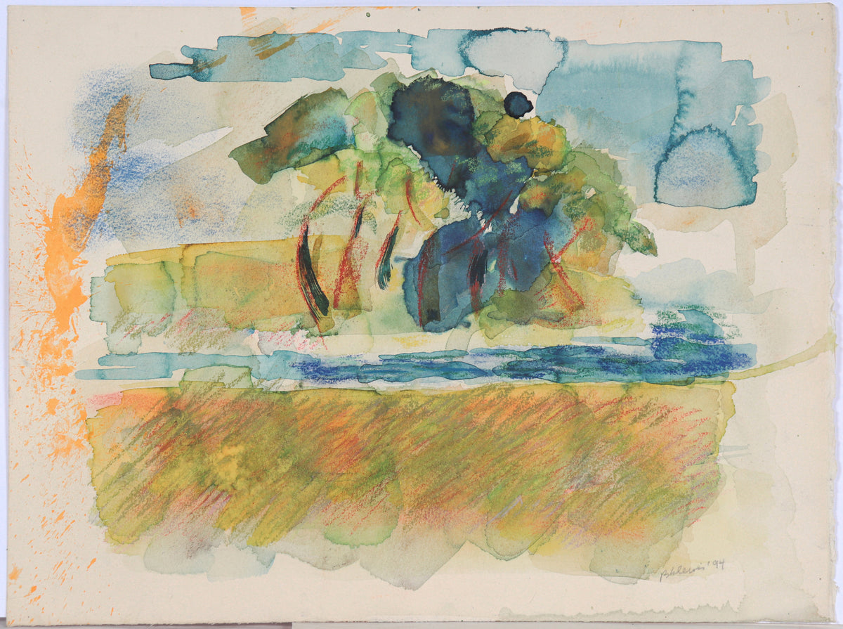 Abstracted Coastal Landscape&lt;br&gt;1994 Watercolor &amp; Pastel &lt;br&gt;&lt;br&gt;#C6214