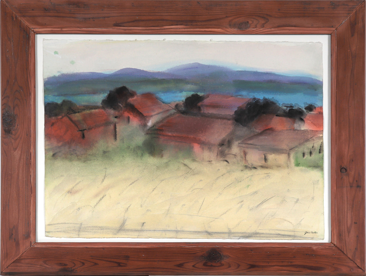 Abstracted Bay Area Landscape &lt;br&gt;20th-21st Cenrtury Watercolor &amp; Charcoal &lt;br&gt;&lt;br&gt;#C6220