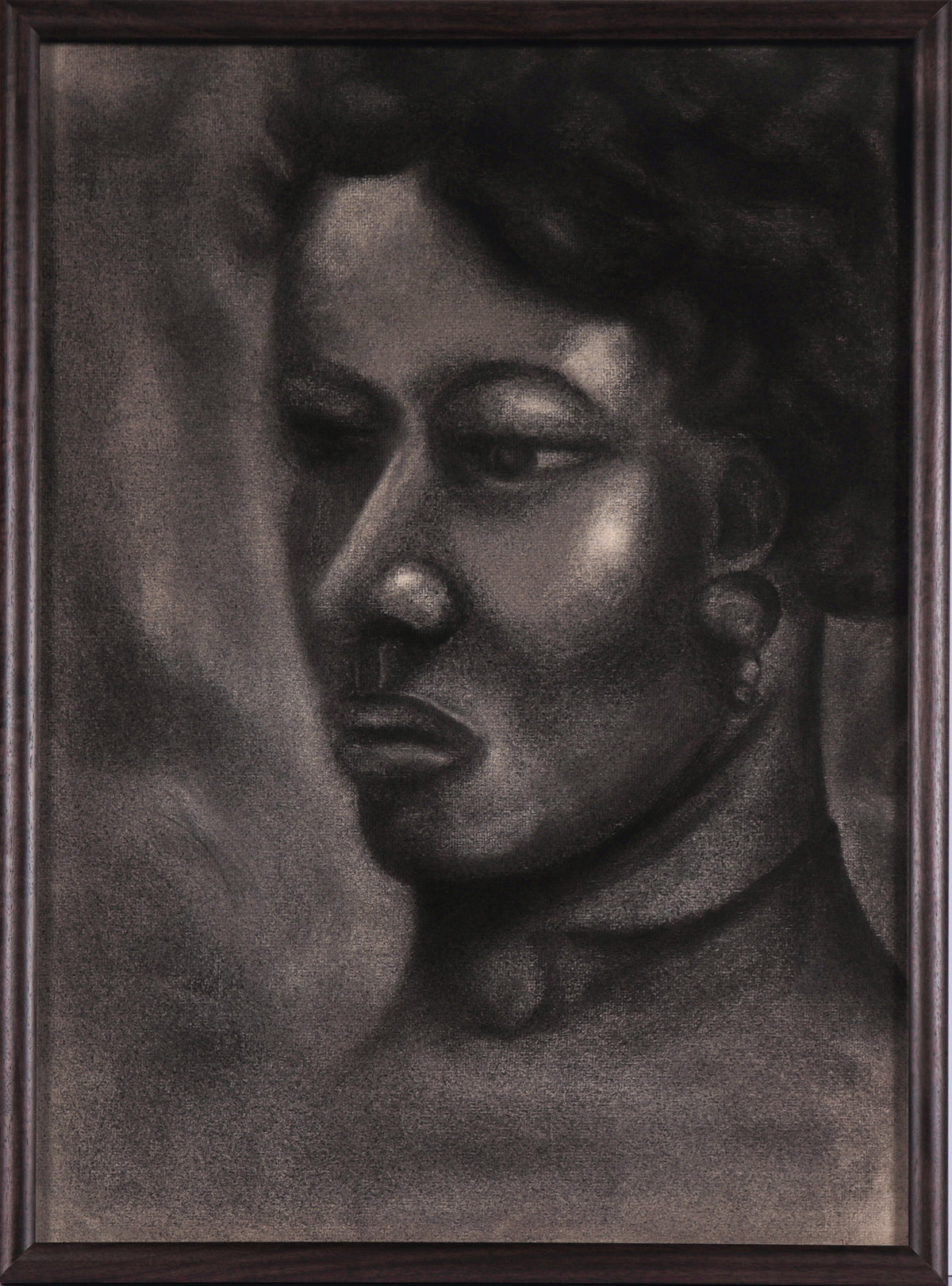 Moody Monochromatic Portrait &lt;br&gt;Mid Century Charcoal &lt;br&gt;&lt;br&gt;#C6299