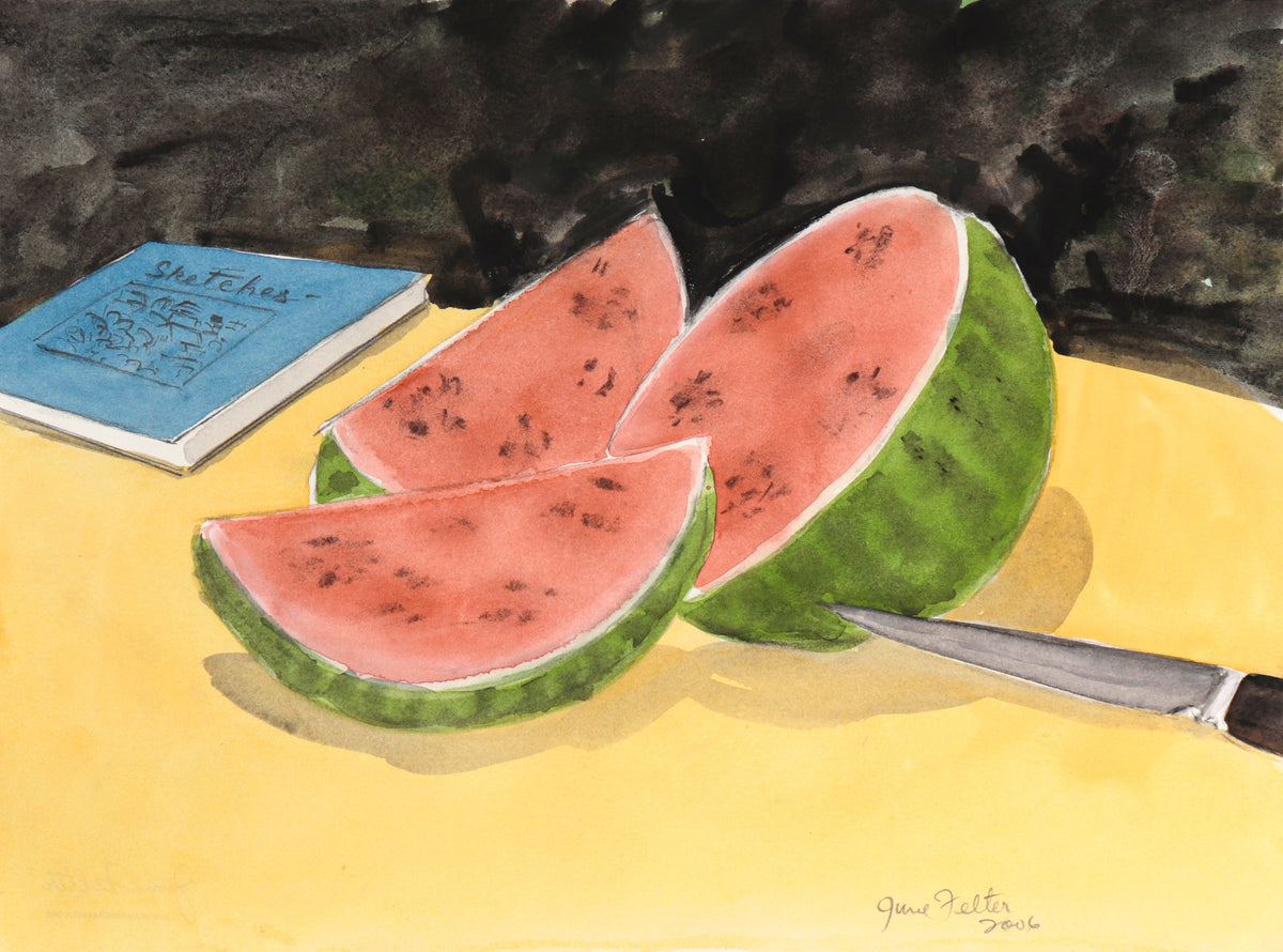 Bold Still-Life with Watermelon&lt;br&gt;2006 Watercolor &amp; Charcoal&lt;br&gt;&lt;br&gt;#C6378