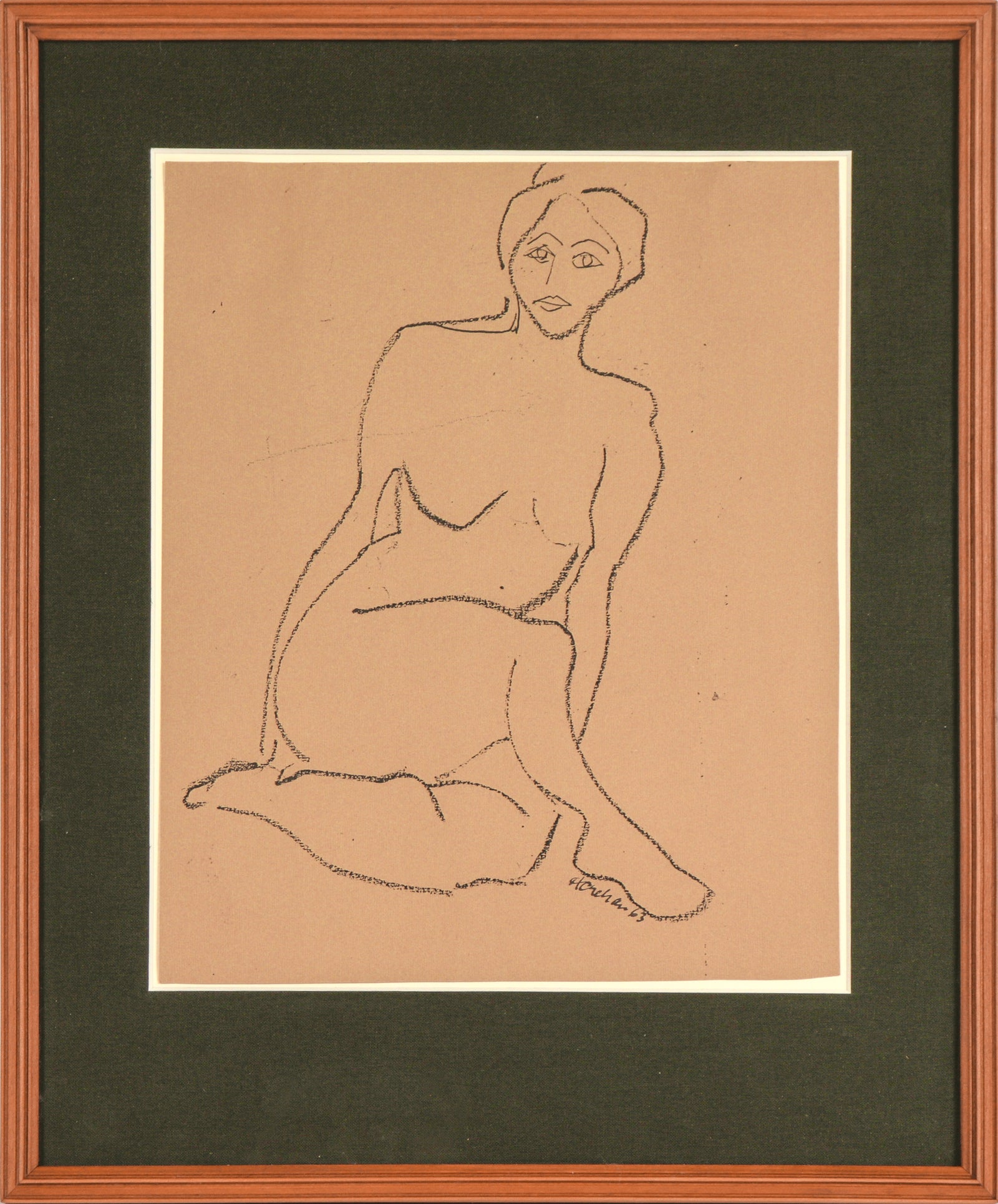 Simple Female Nude <br>1963 Charcoal <br><br>#C6439