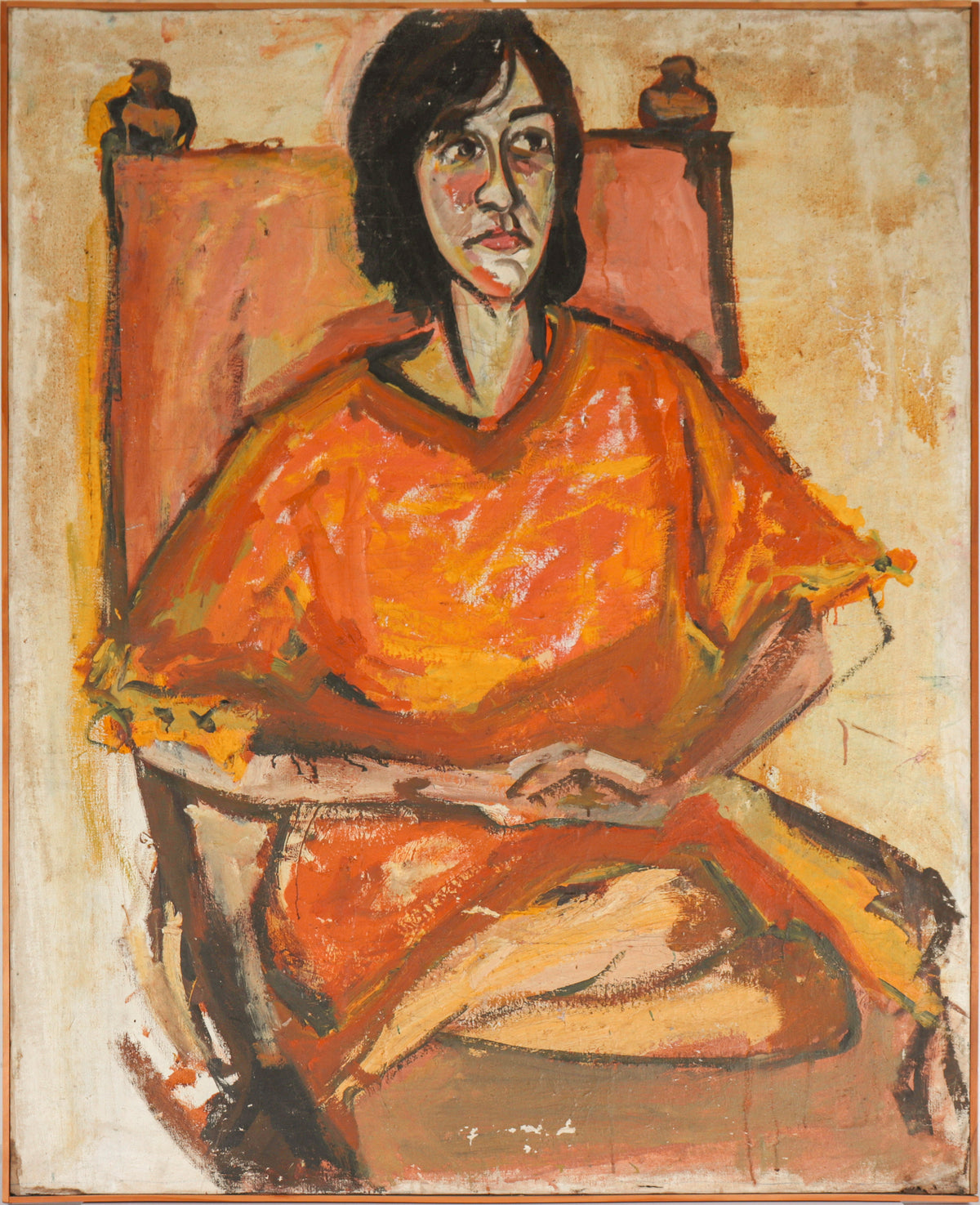 Portrait of a Woman in the Style of Alice Neel &lt;br&gt;20th Century Oil &lt;br&gt;&lt;br&gt;#C6448