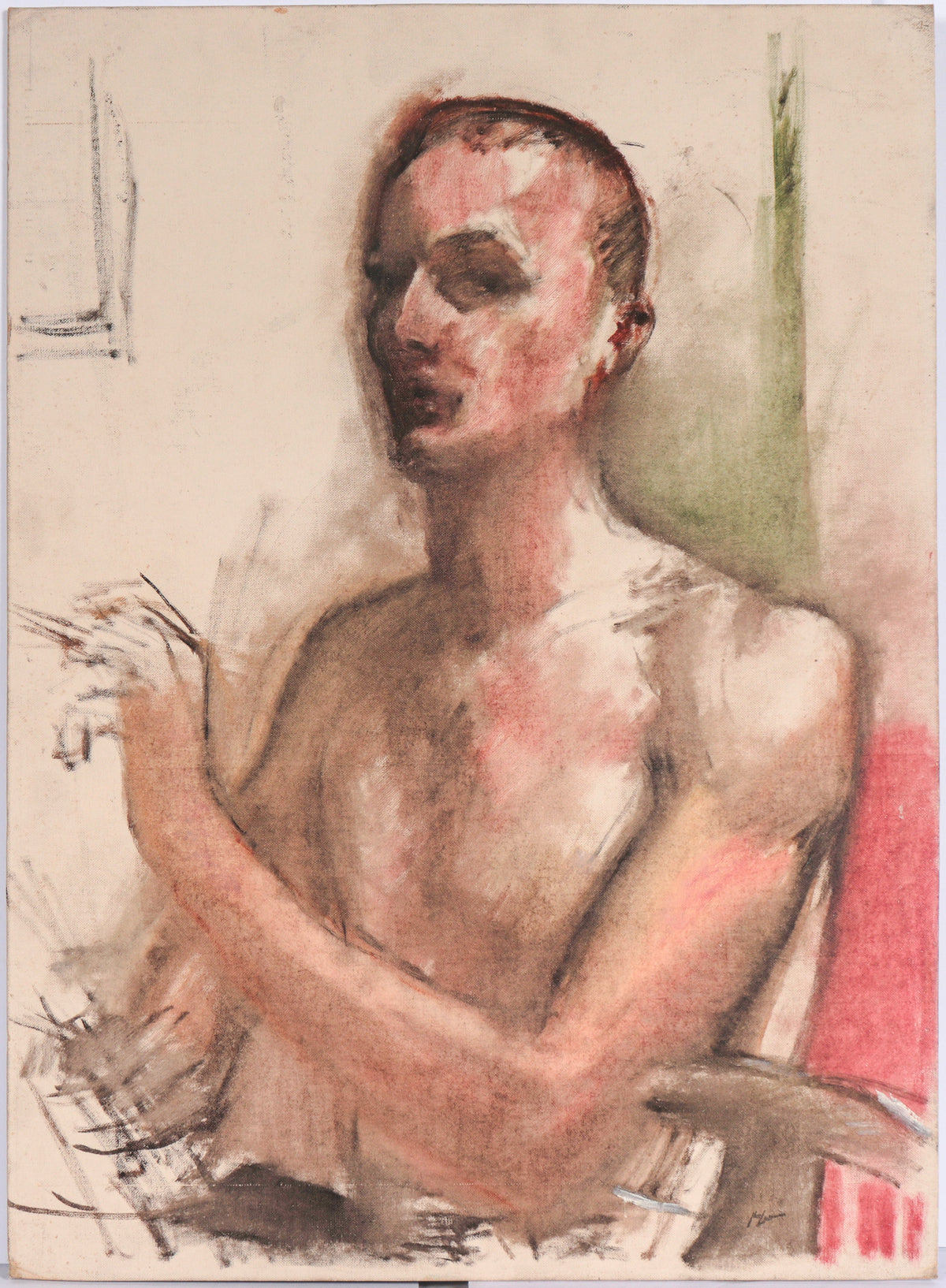 Artist&#39;s Self-Portrait&lt;br&gt;Mid 20th Century Oil&lt;br&gt;&lt;br&gt;#C6650