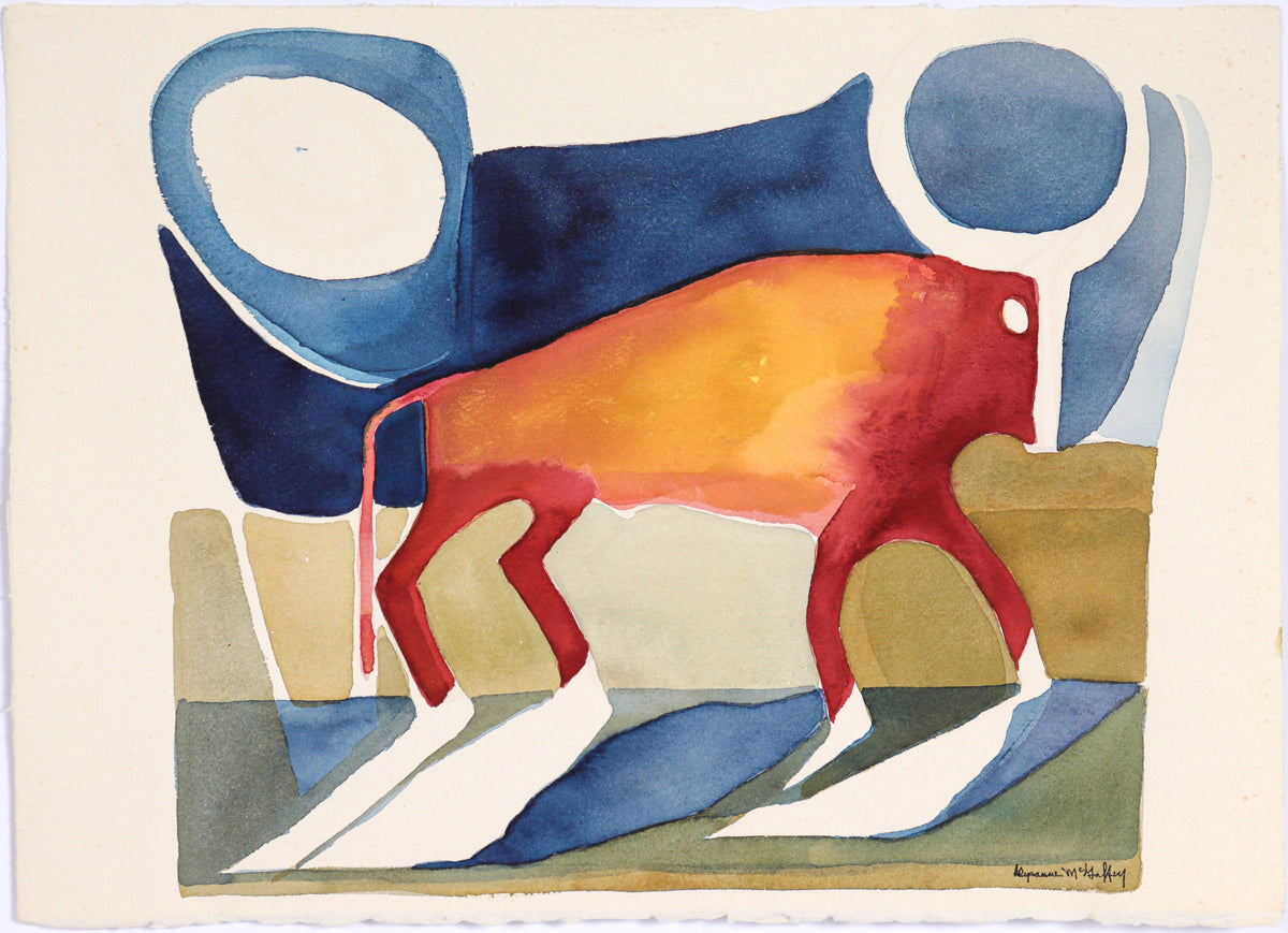 Sunset Bull &lt;br&gt;Late Century Watercolor &lt;br&gt;&lt;br&gt;#C6563