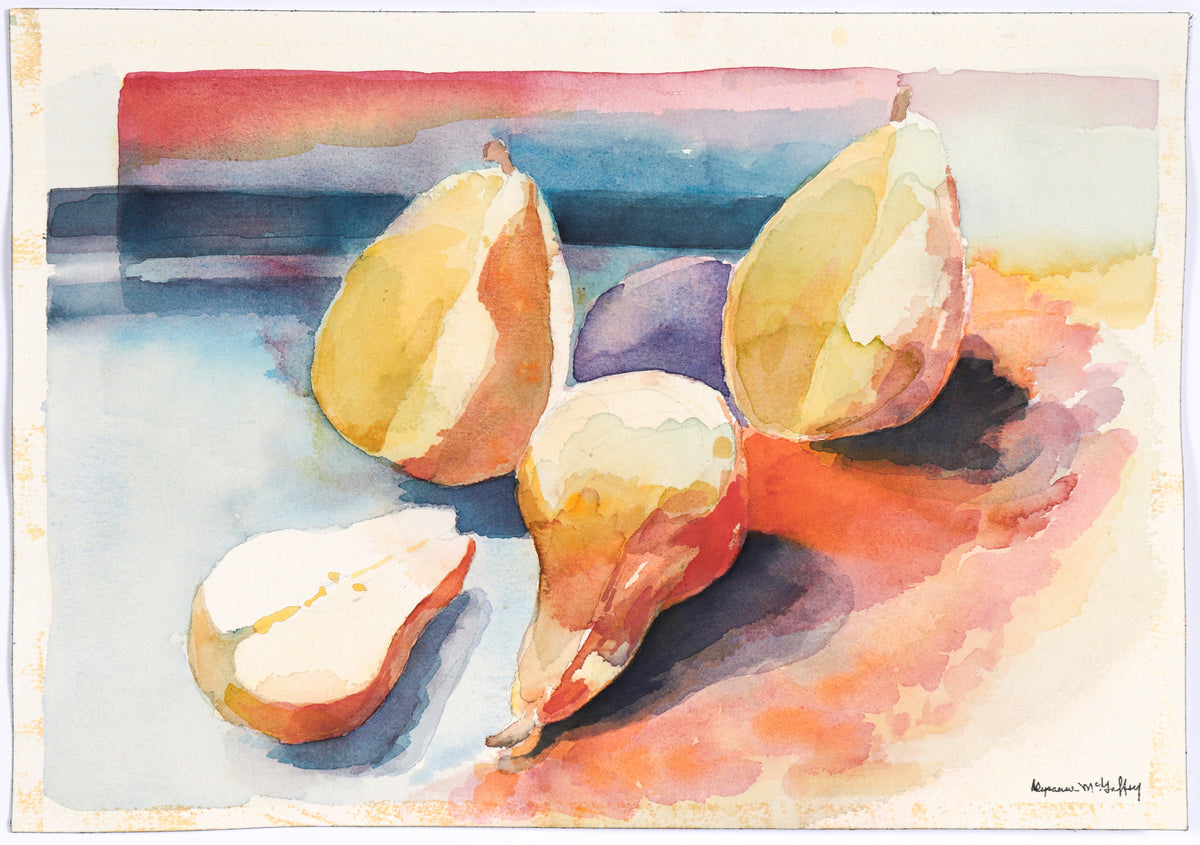 Still Life with Pears &lt;br&gt;Mid Century Watercolor &lt;br&gt;&lt;br&gt;#C6567