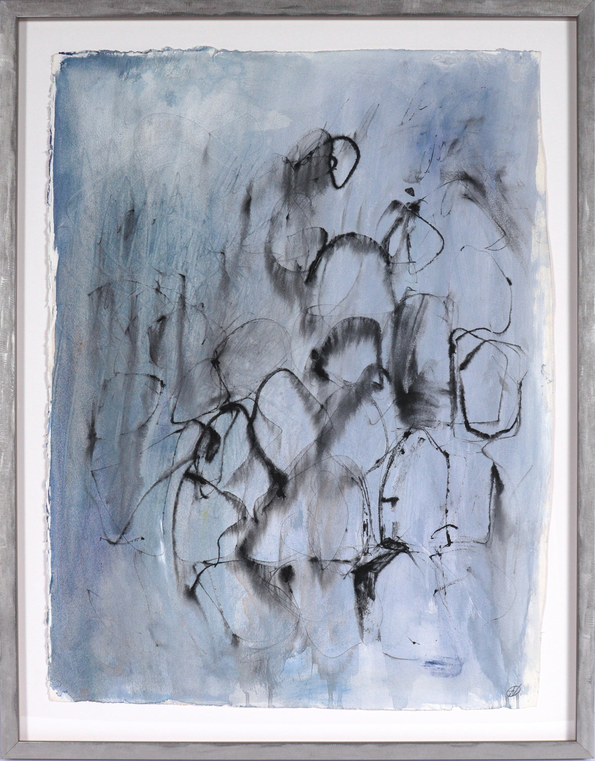 Expressive Blue Abstract &lt;br&gt;20th Century Mixed Media &lt;br&gt;&lt;br&gt;#C6577