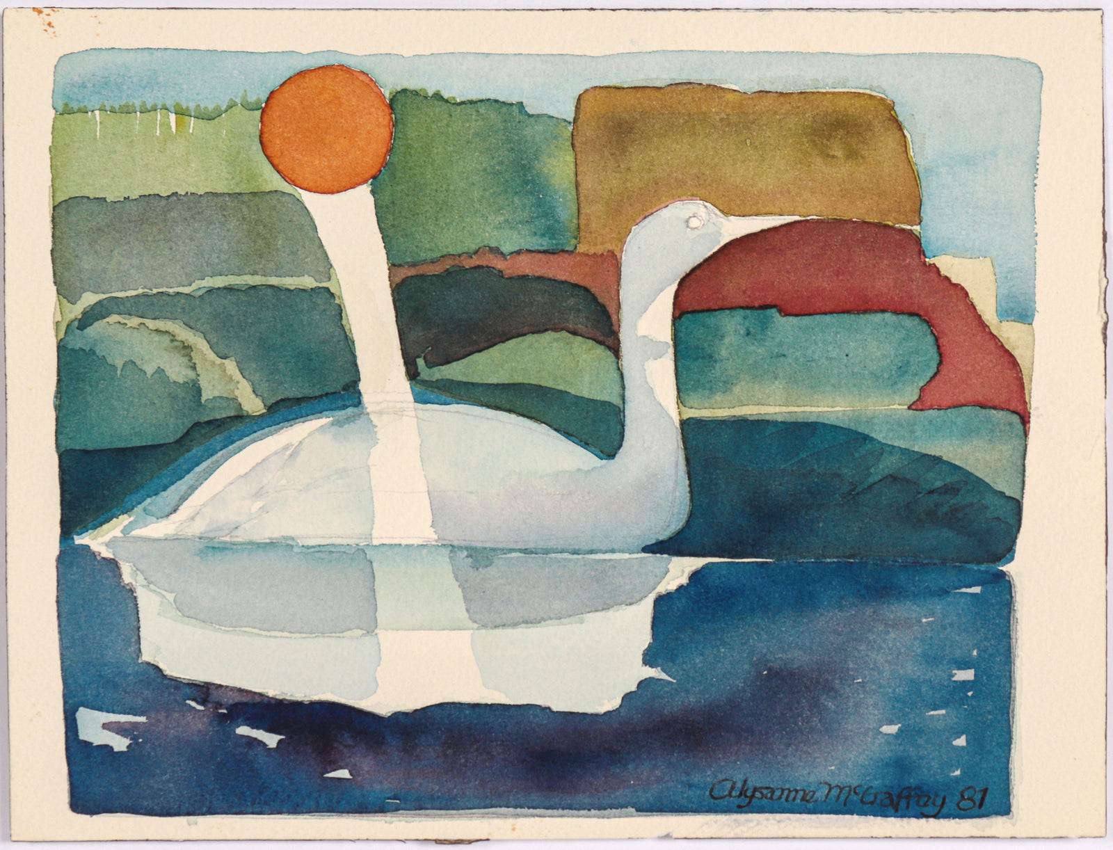 Moonlit Loon<br>1981 Watercolor<br><br>C6610
