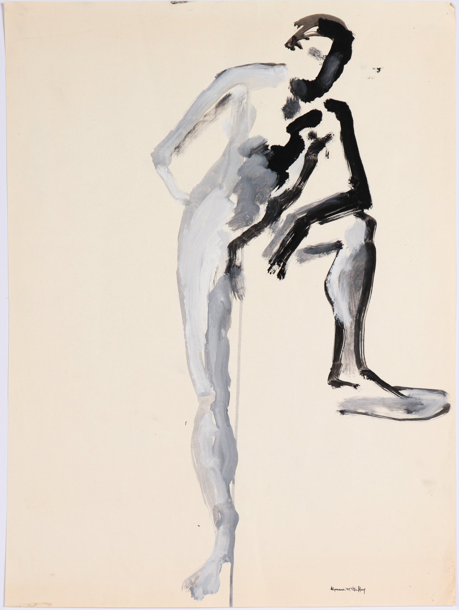 Nude Figure Standing on One Leg<br>Mid 20th Century Distemper<br><br>C6614