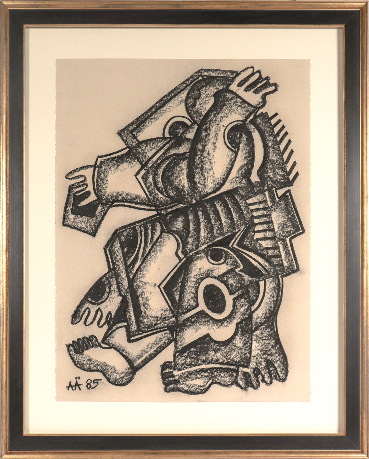 Cubist Abstracted Limbs and Shapes&lt;br&gt;1985 Charcoal&lt;br&gt;&lt;br&gt;C6635