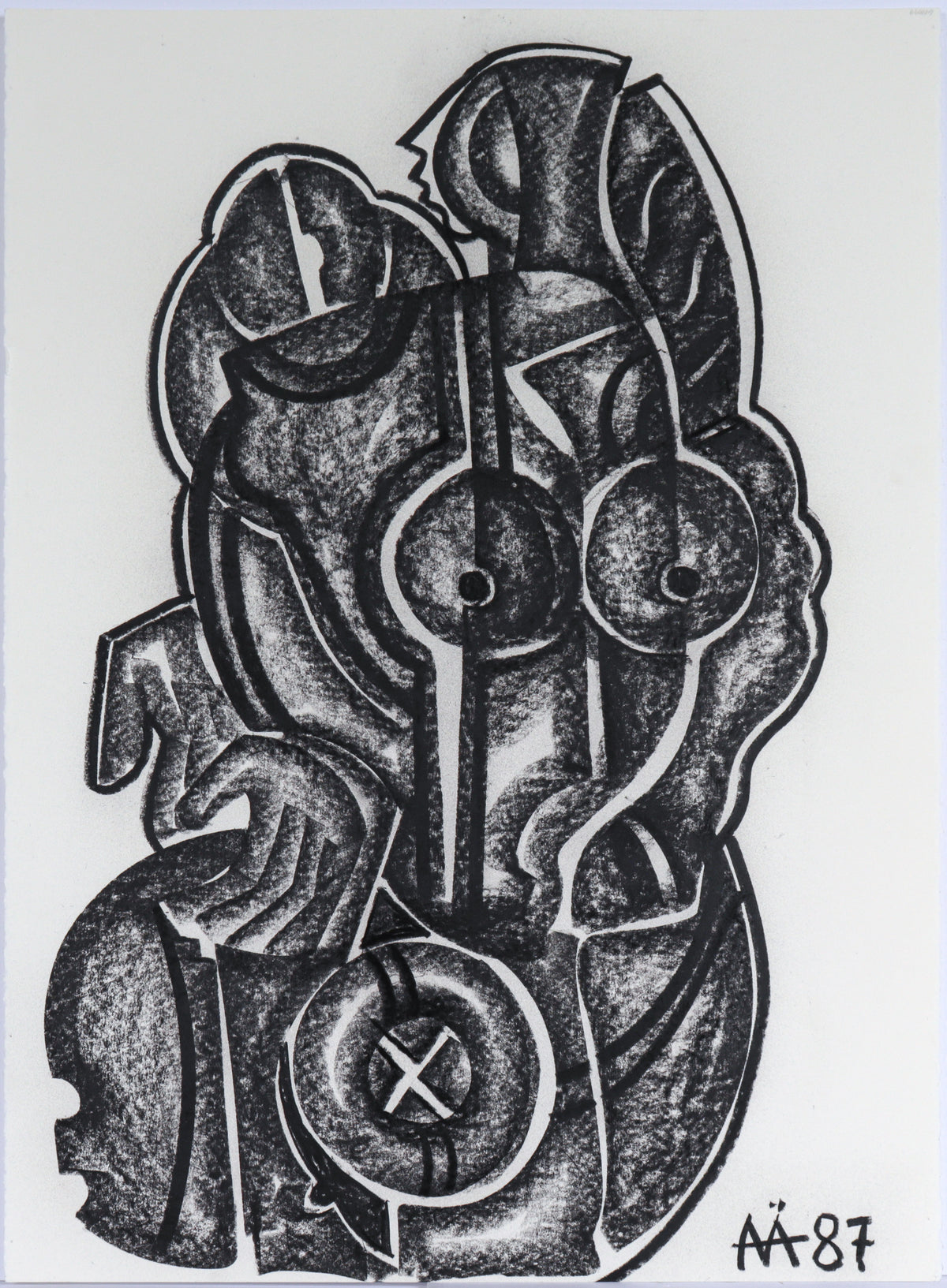 Cubist Figures in an Embrace&lt;br&gt;1987 Charcoal and Pastel&lt;br&gt;&lt;br&gt;C6695