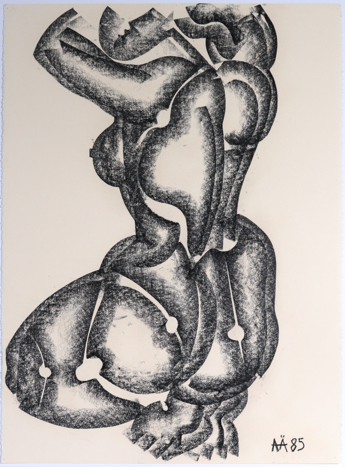 Kneeling Cubist Figure&lt;br&gt;1985 Charcoal&lt;br&gt;&lt;br&gt;C6697