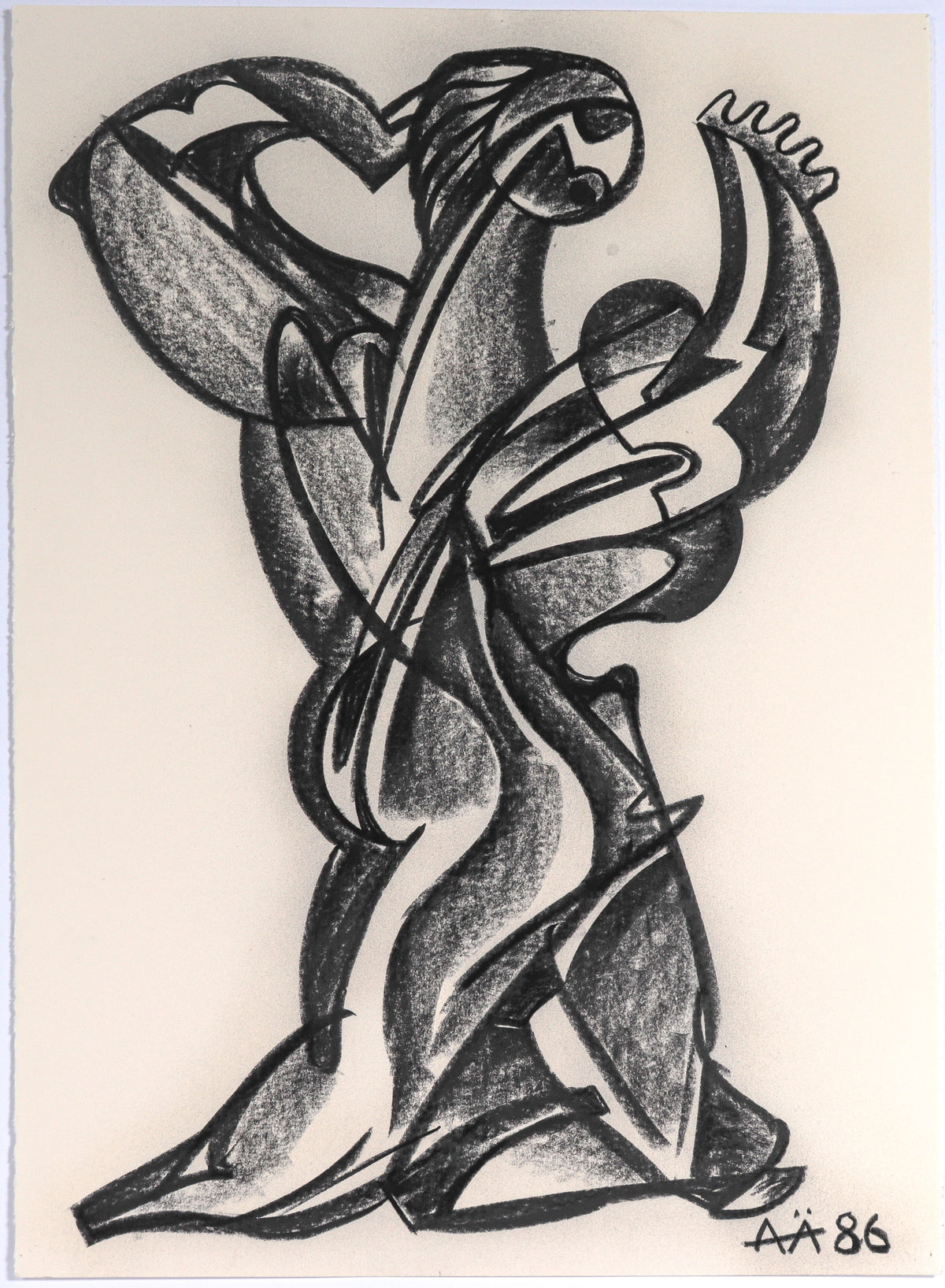 Energetic Cubist Figure&lt;br&gt;1986 Charcoal&lt;br&gt;&lt;br&gt;C6699