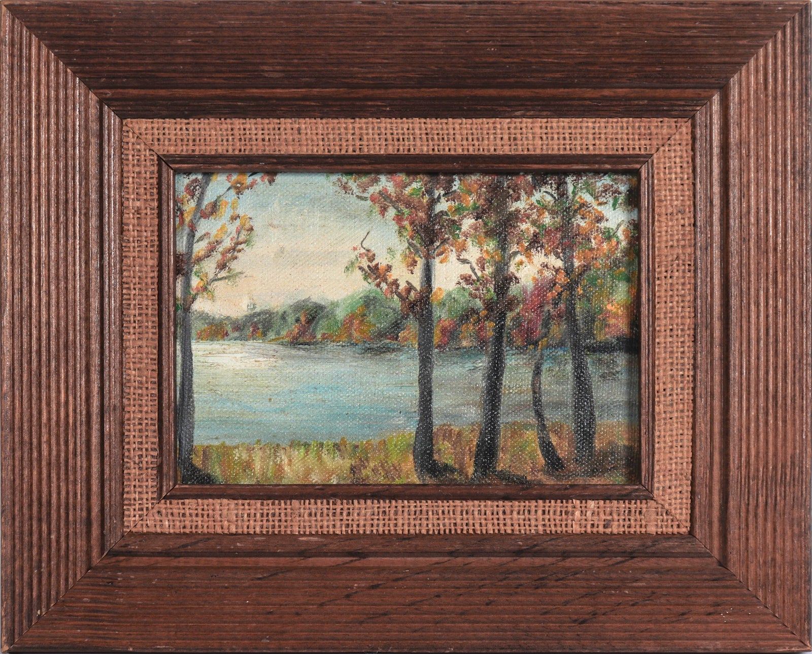 Wistful Lakeside Landscape<br>Mid 20th Century Oil <br><br>C6702
