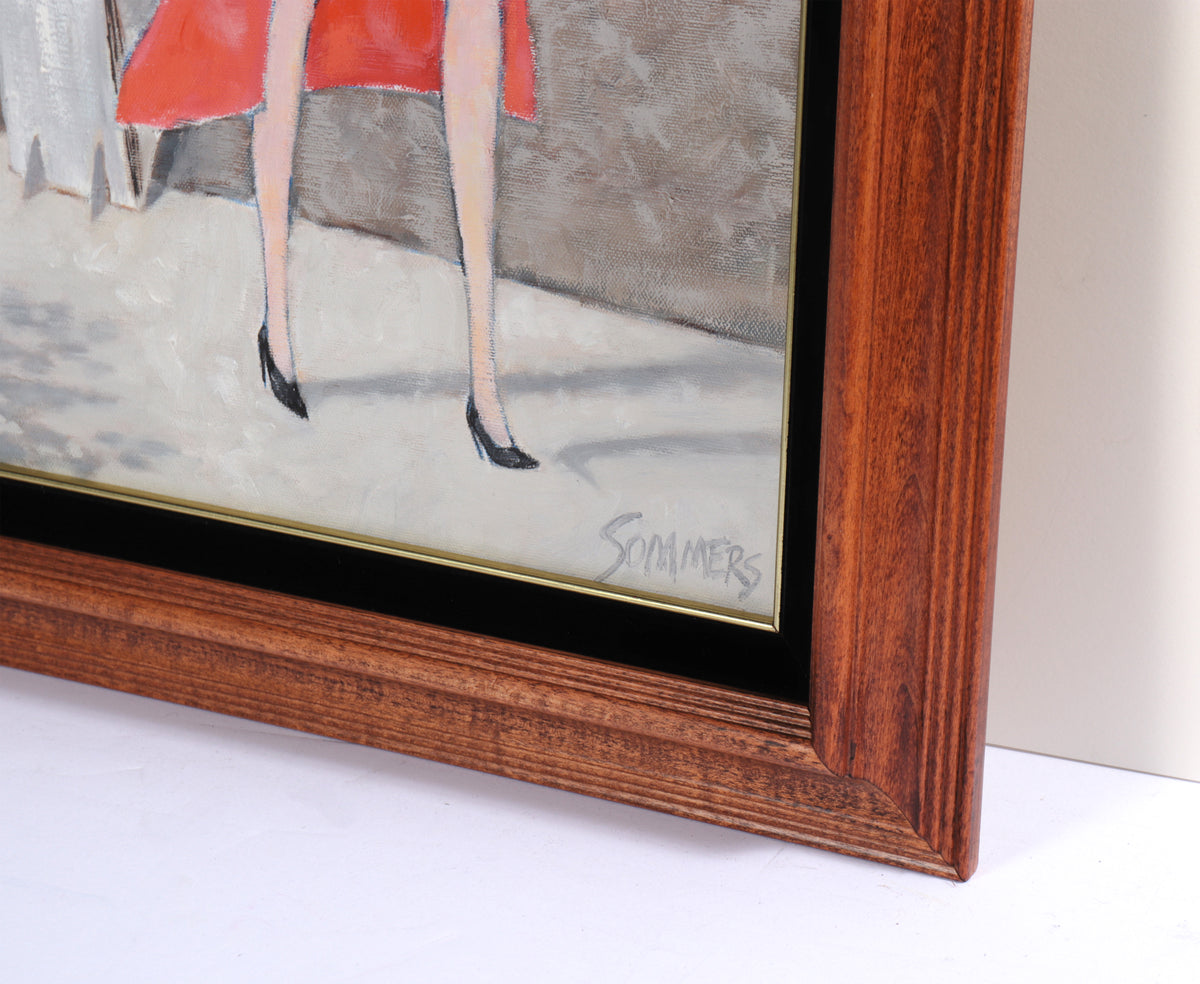 Figures along the Seine in Paris <br>1980s Acrylic <br><br>#C6703