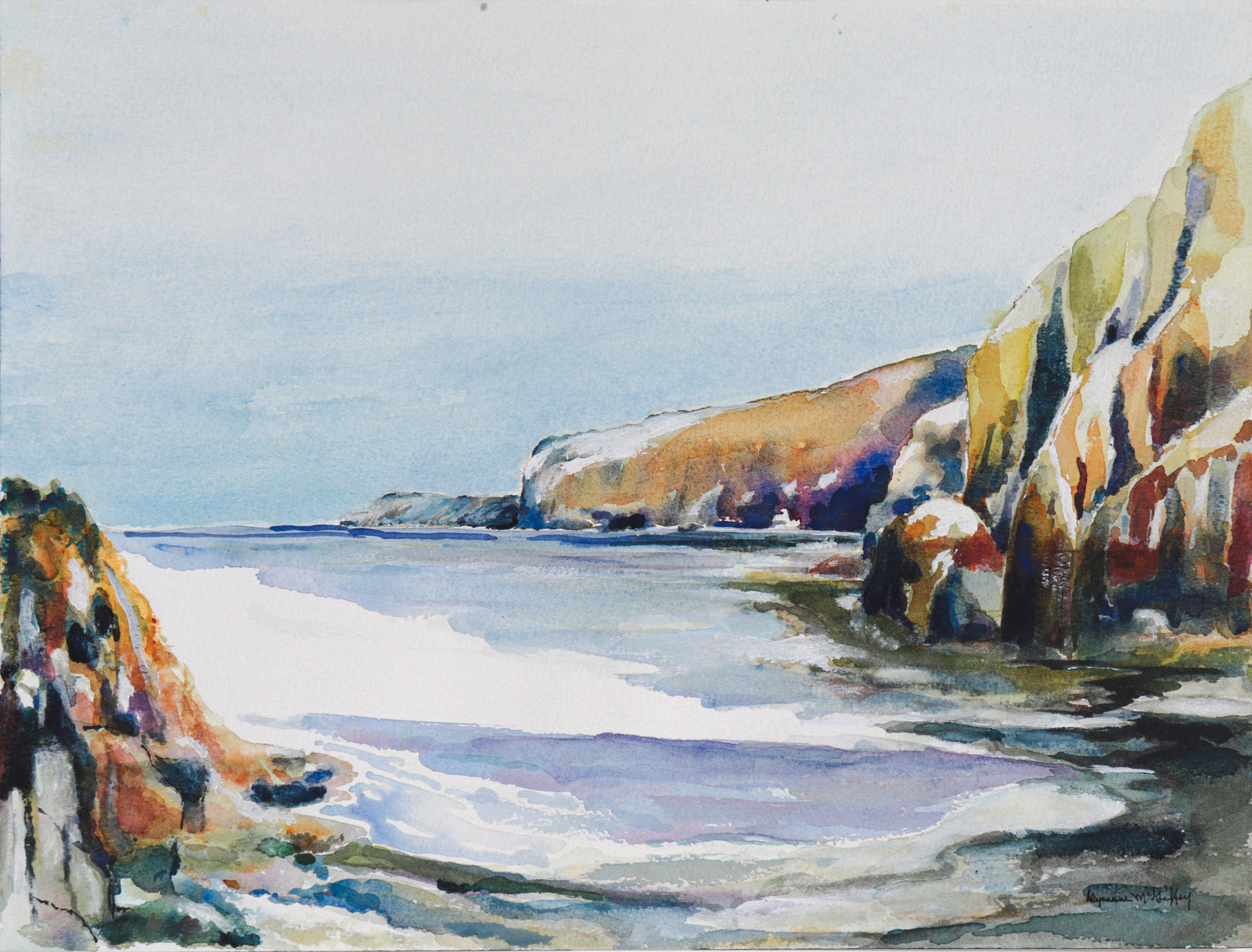 Dreamy California Coastline <br>20th Century Watercolor <br><br>#C6729