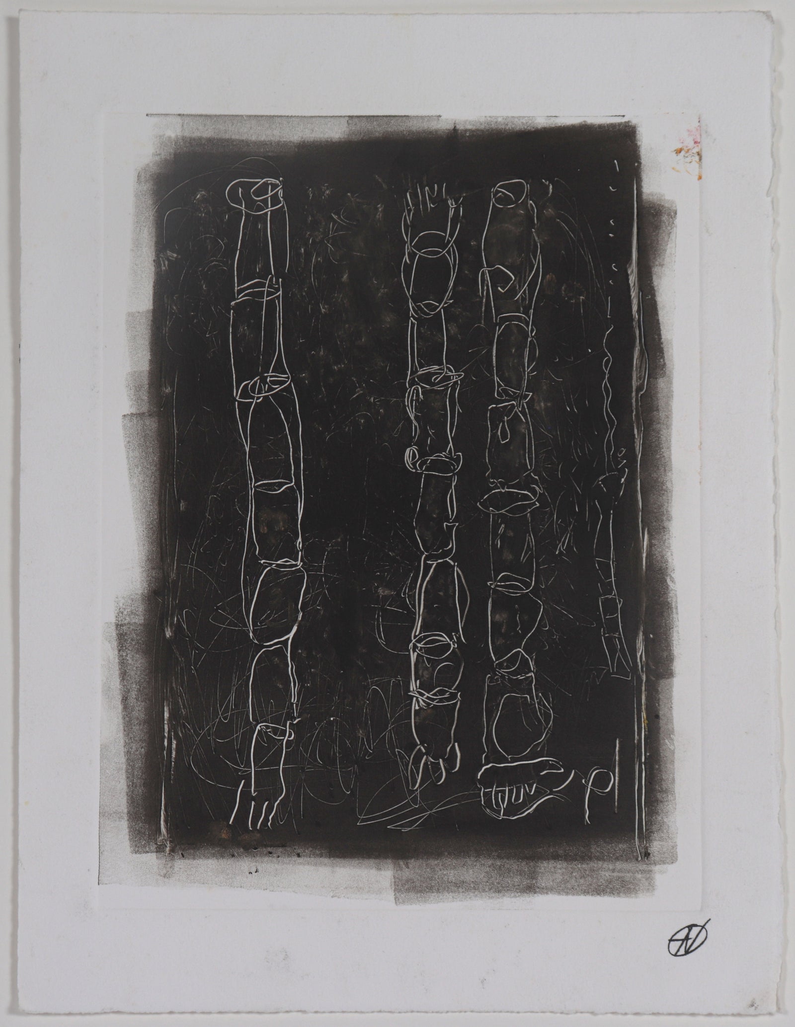 Monochromatic Monotype Abstract <br>20th Century Monotype <br><br>#C6733