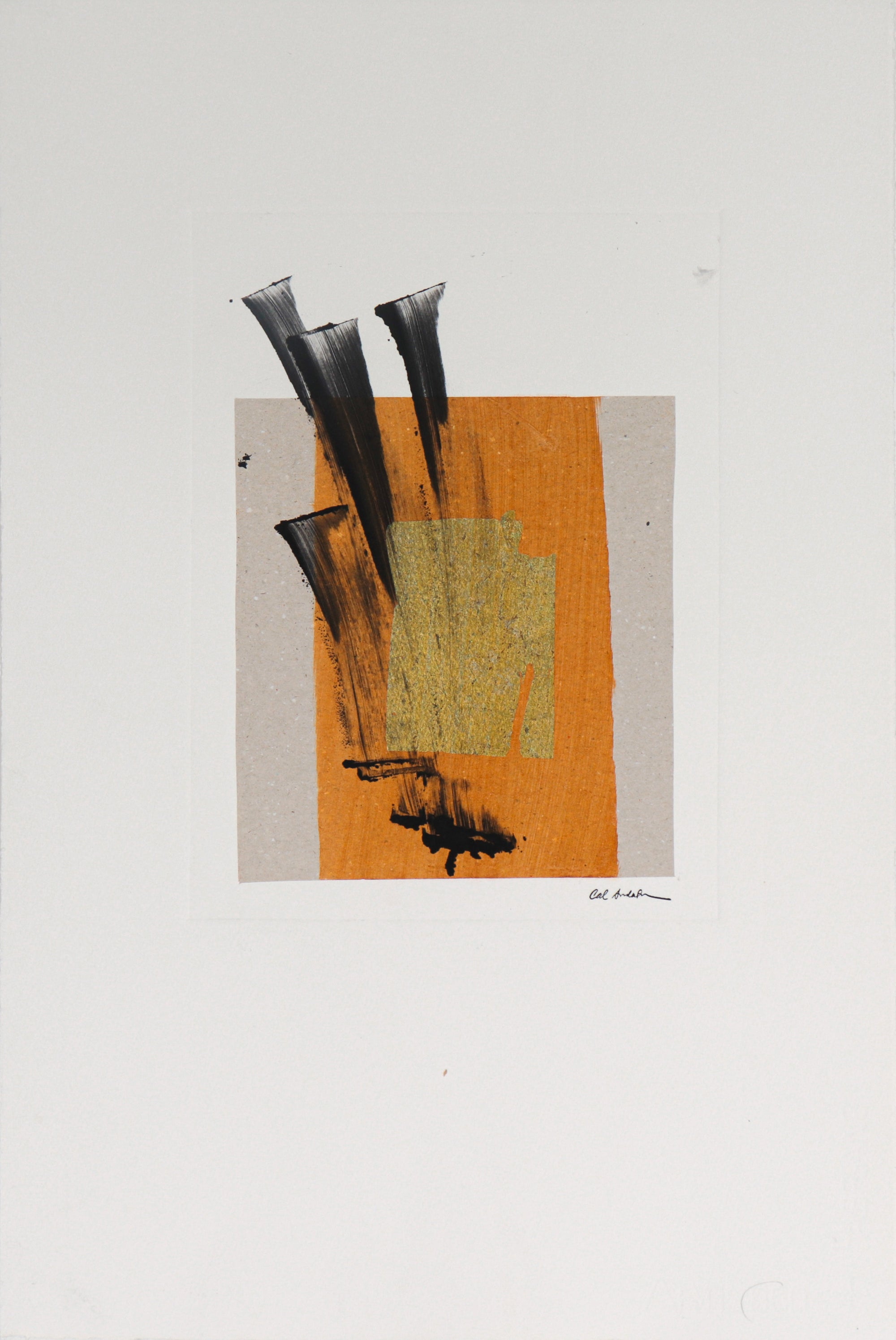 Gold Brushstroke Abstract <br>20th Century Monotype <br><br>#C6740